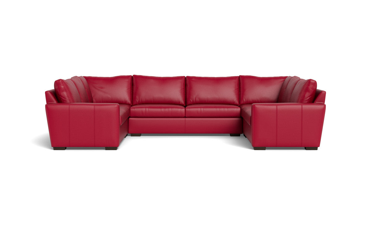 Mas Mesa 166 Deep Leather Condo U Sectional Sofa - Luxurious Genuine Leather Living Room Furniture for Modern Home & Office Use