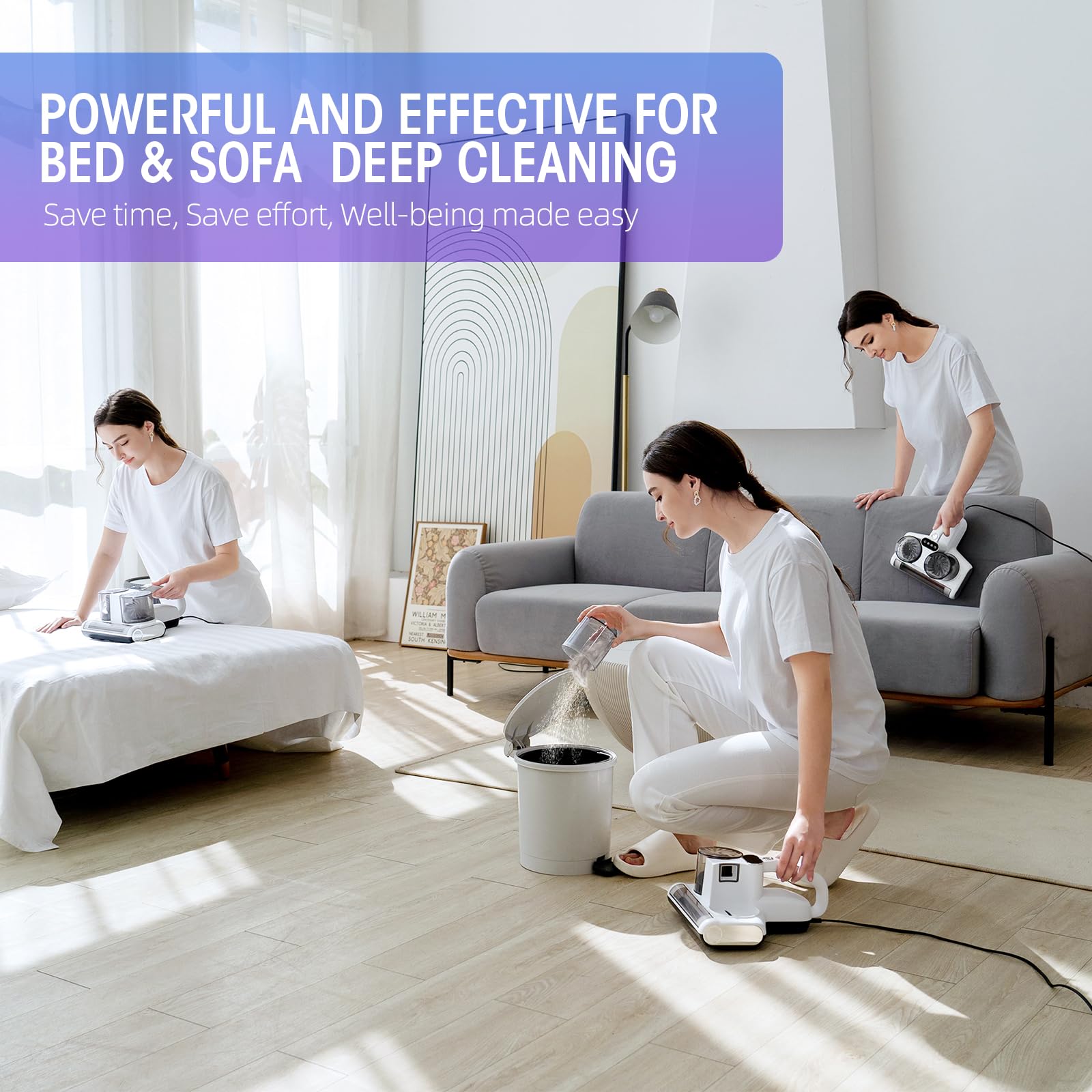 **Powerful 500W Bed Vacuum Cleaner with 16Kpa Suction, HEPA Filter, 253.7nm UV-C Light & 30000 RPM Brushroll - Heating & Ultrasonic Quintuple Tech for Deep Cleaning Mattresses, Carpets & Upholstery - Ideal for Allergy Relief & Pet Hair Removal**