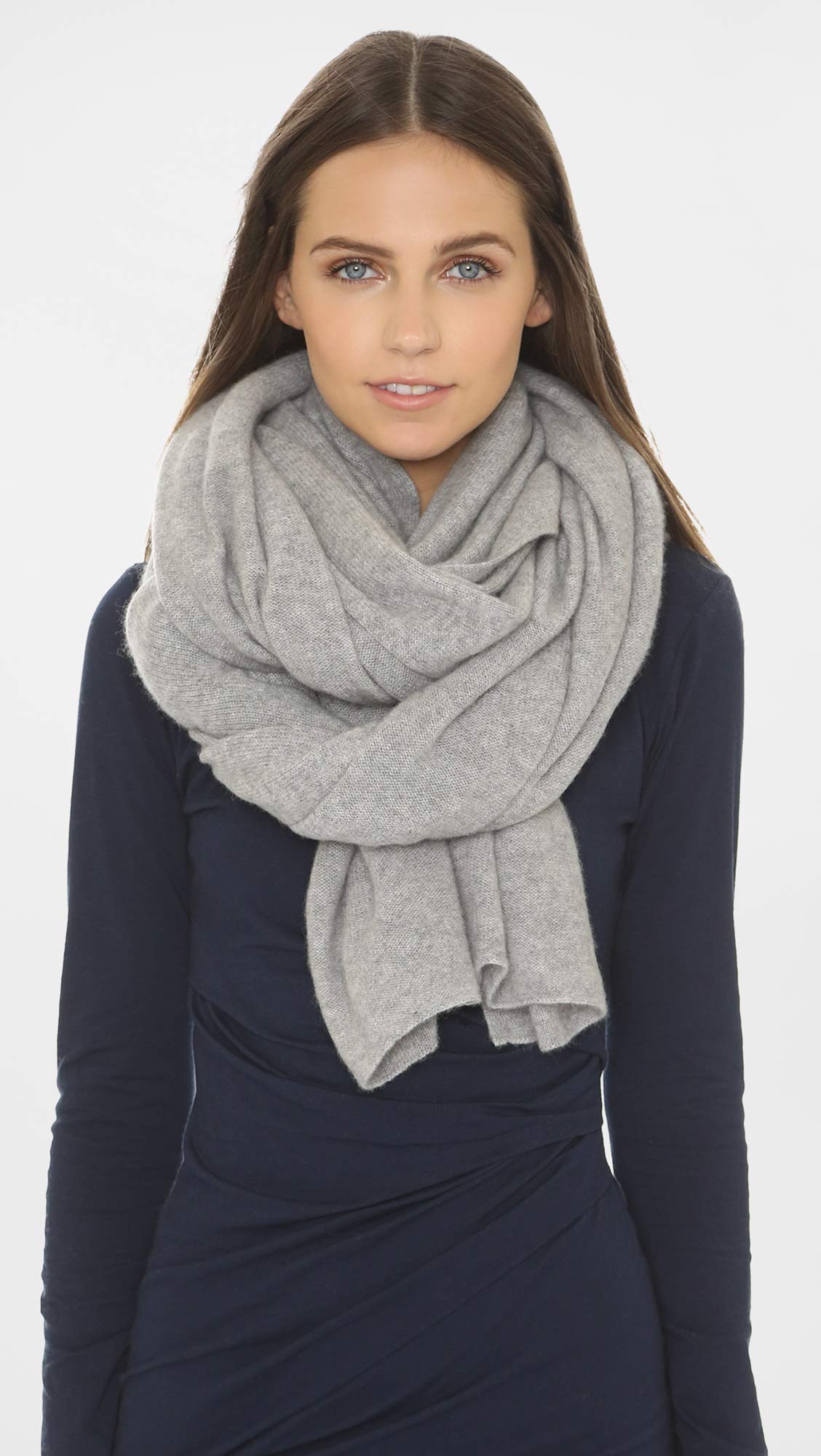 Luxury White + Warren Women's 100% Cashmere Travel Wrap Scarf - Soft Warm Shawl for Airplane, Office & Winter Outfits