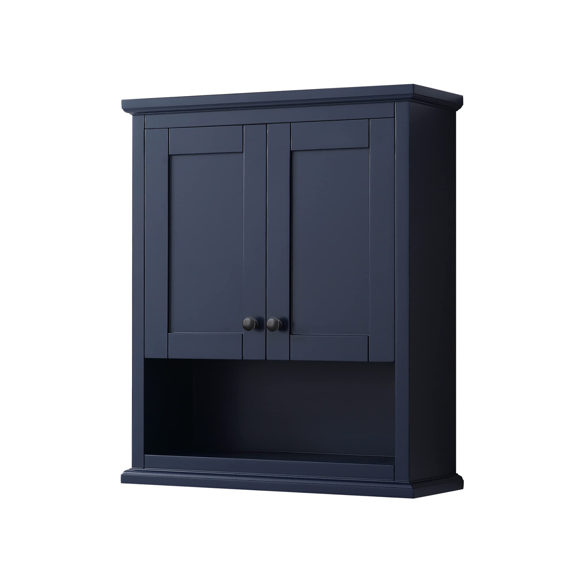 Wyndham Collection Avery Over-The-Toilet Bathroom Storage Cabinet - Wall Mounted Space Saver with Dark Blue Finish & Matte Black Trim - Perfect for Small Bathrooms, Apartments, and Powder Rooms