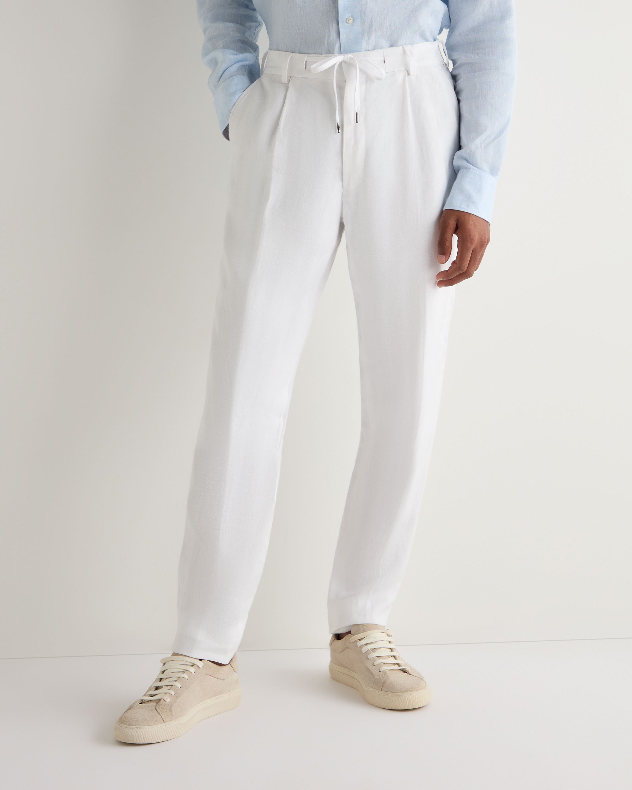 Premium Men's Atrani Linen Pants - Breathable White Summer Trousers for Casual Wear & Beach Vacations
