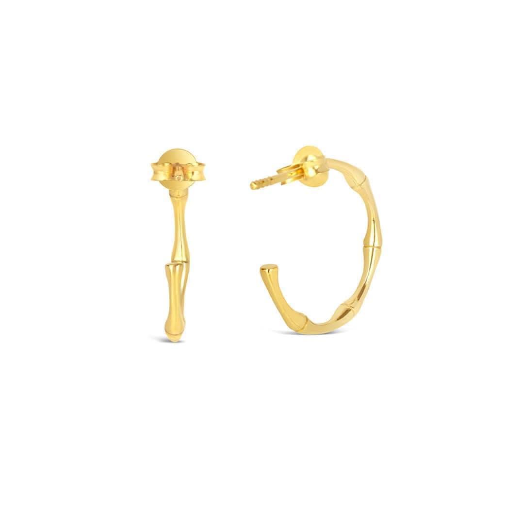 Gold Bamboo Hoop Earrings for Women - Lightweight Dangle Earrings for Everyday Wear, Party & Gift Giving