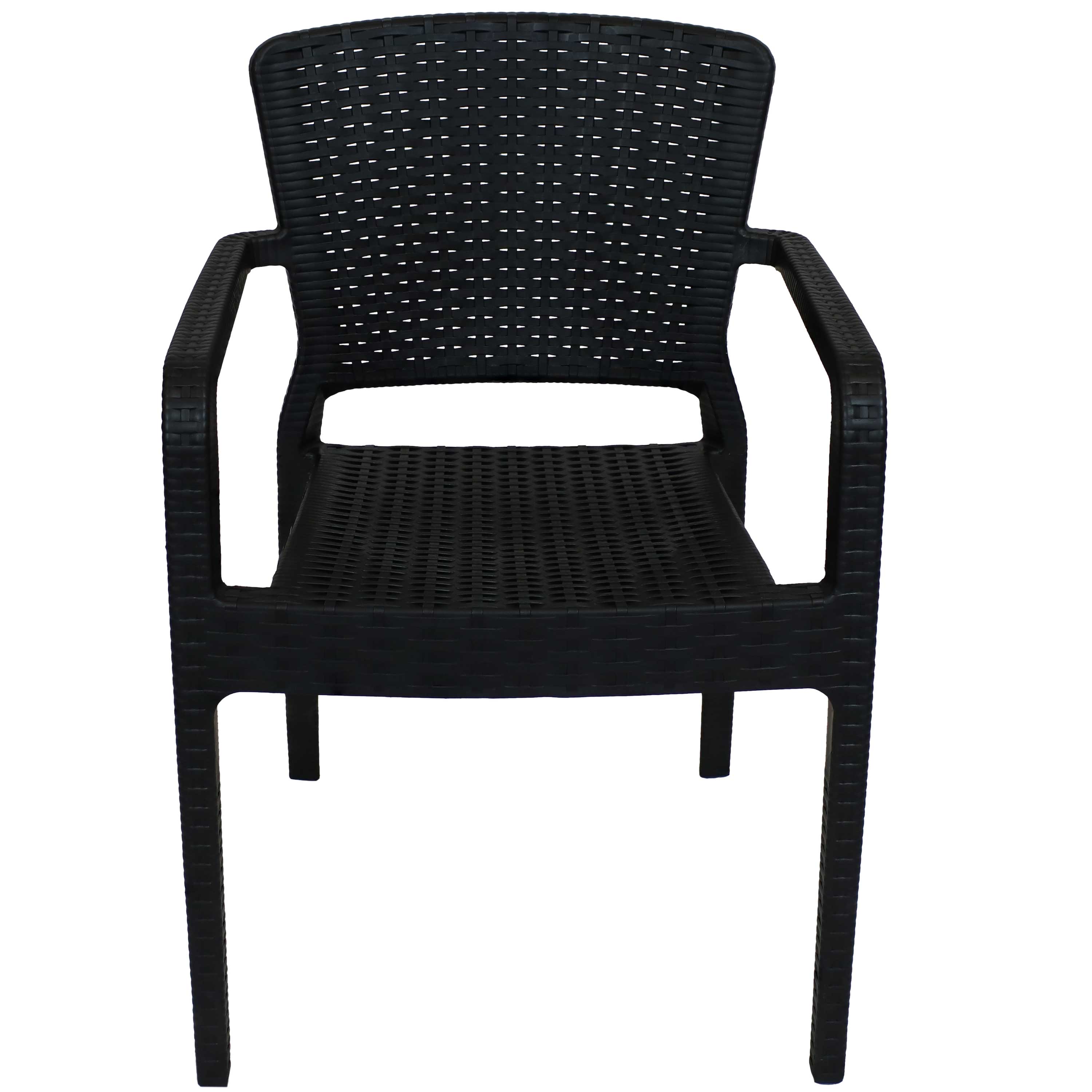 Sunnydaze Segonia All-Weather Plastic Stackable Dining Armchair - Black | Outdoor & Indoor Patio Furniture for Garden, Poolside, Restaurant, and Backyard Use