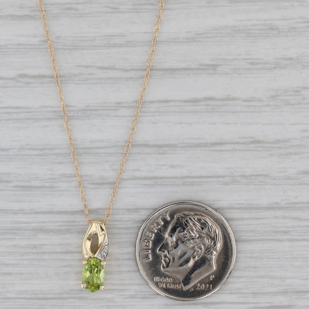 0.44ct Peridot Pendant Necklace - 10k Yellow Gold Rope Chain with 18 Diamond Accents - Elegant Jewelry Gift for Women - Perfect for Birthdays, Anniversaries & Special Occasions