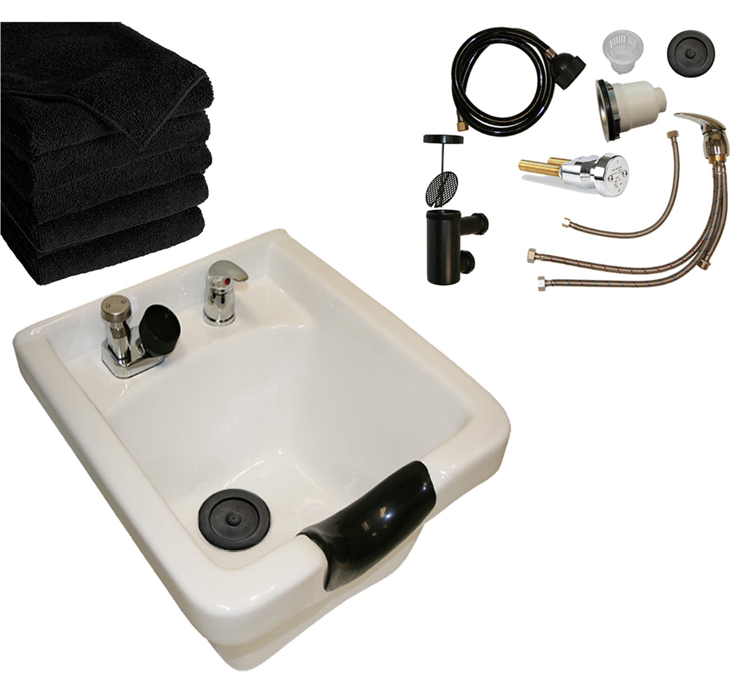 Professional Heavy Duty White CERAMIC Shampoo Bowl with Triple-Certified Vacuum Breaker - Salon Quality Hair Washing Basin for Barbershops & Beauty Salons