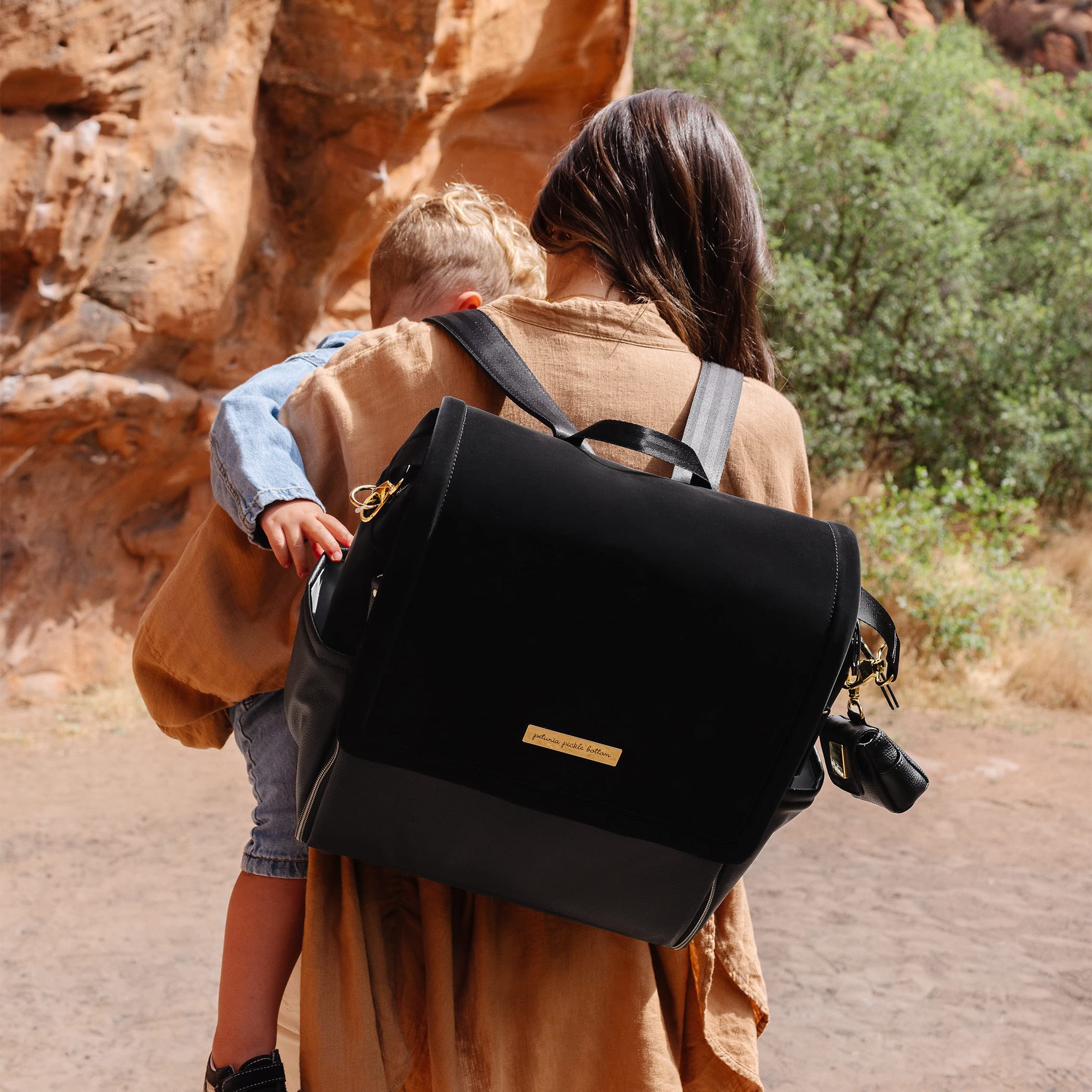 Petunia Pickle Bottom Boxy Backpack Diaper Bag - Stylish & Spacious Baby Backpack for On-The-Go Moms - Twilight Black - Perfect for Travel, Daycare & Everyday Use