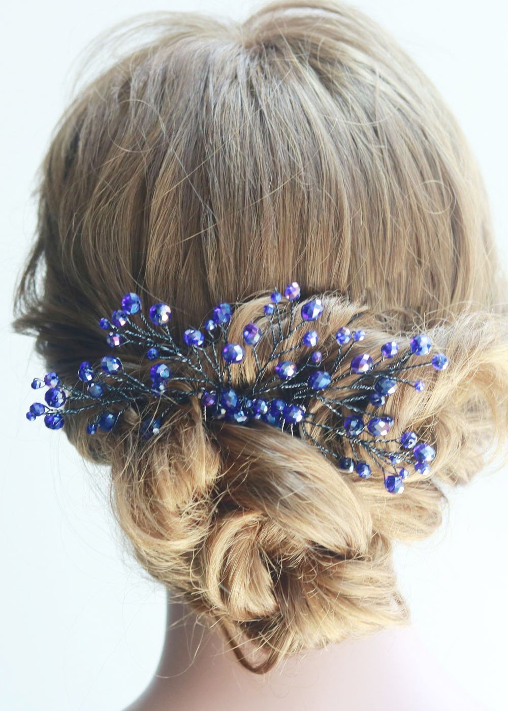 Missgrace Vintage Crystal Bridal Hair Comb - Navy Blue Wedding Hair Clip for Women, Elegant Headpiece for Brides, Prom, Parties & Special Occasions