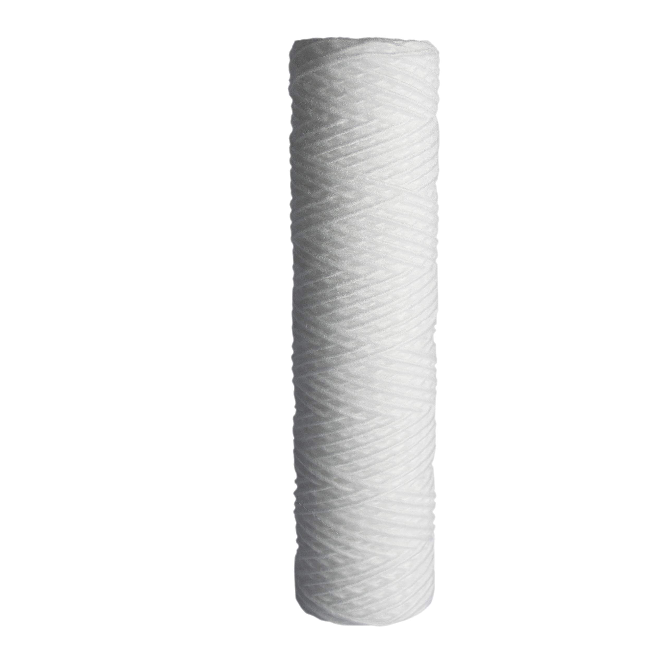 String Wound Sediment Water Filter Cartridge 2.5x10 Inch 1 Micron 50 Pack – Ideal for Whole House Filtration, Well Water, and Industrial Applications