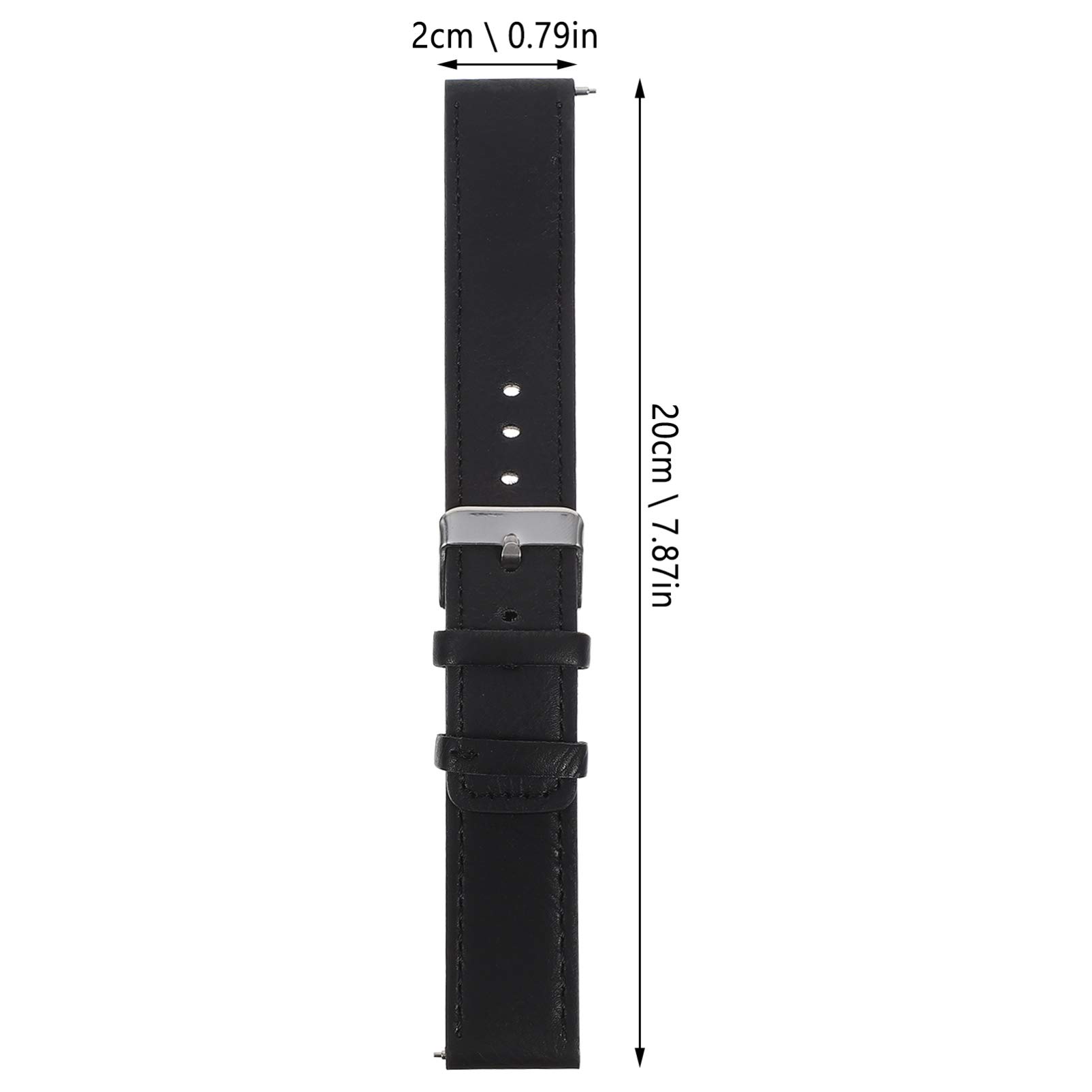 20mm Black Leather Watch Strap for Xiaomi Haylou LS02 - Smartwatch Accessory for Work & Casual Wear