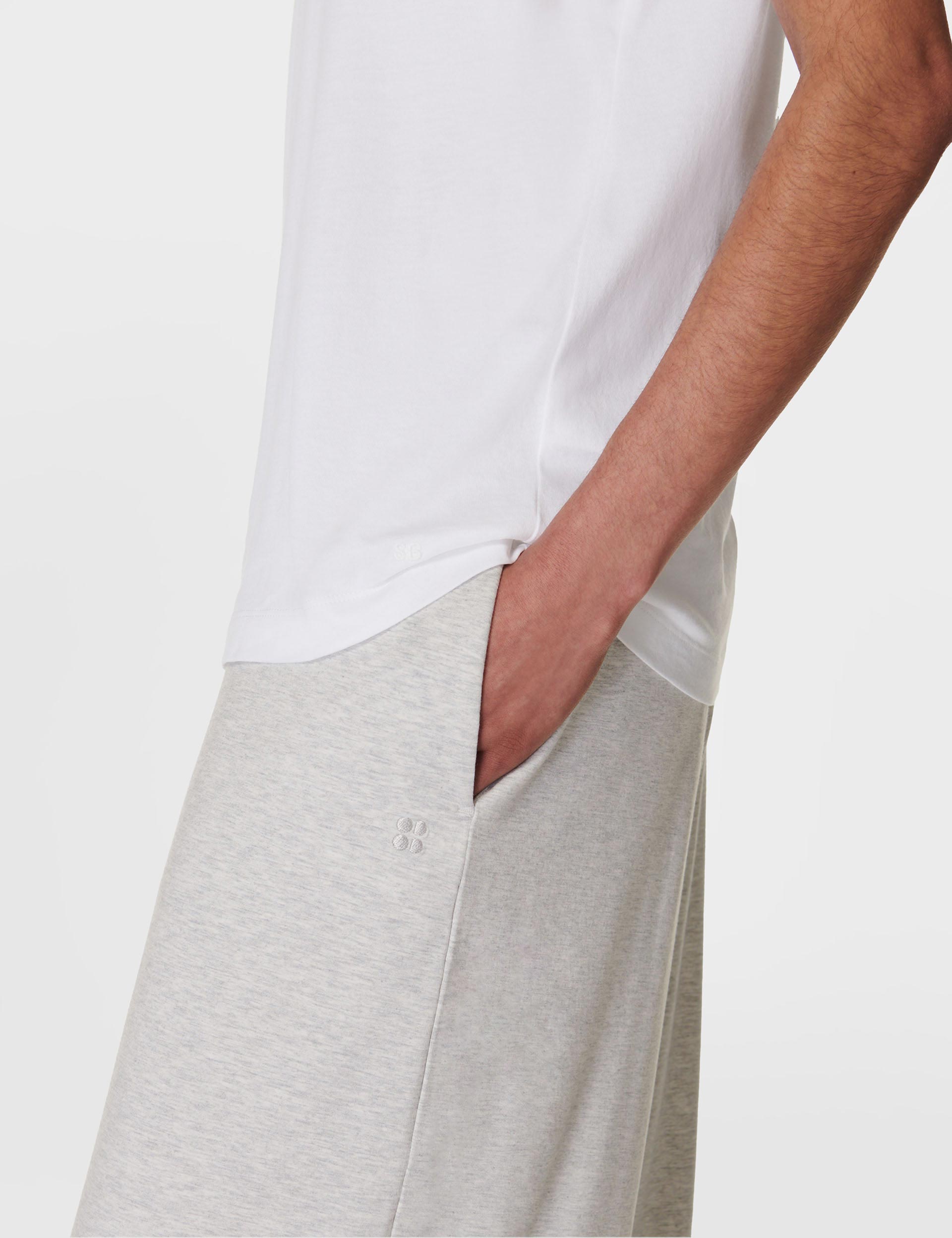 Modal Wide Leg Pants for Women - Light Grey Marl Soft Stretch Lounge Pants - Comfortable Casual Wear for Home, Office & Travel