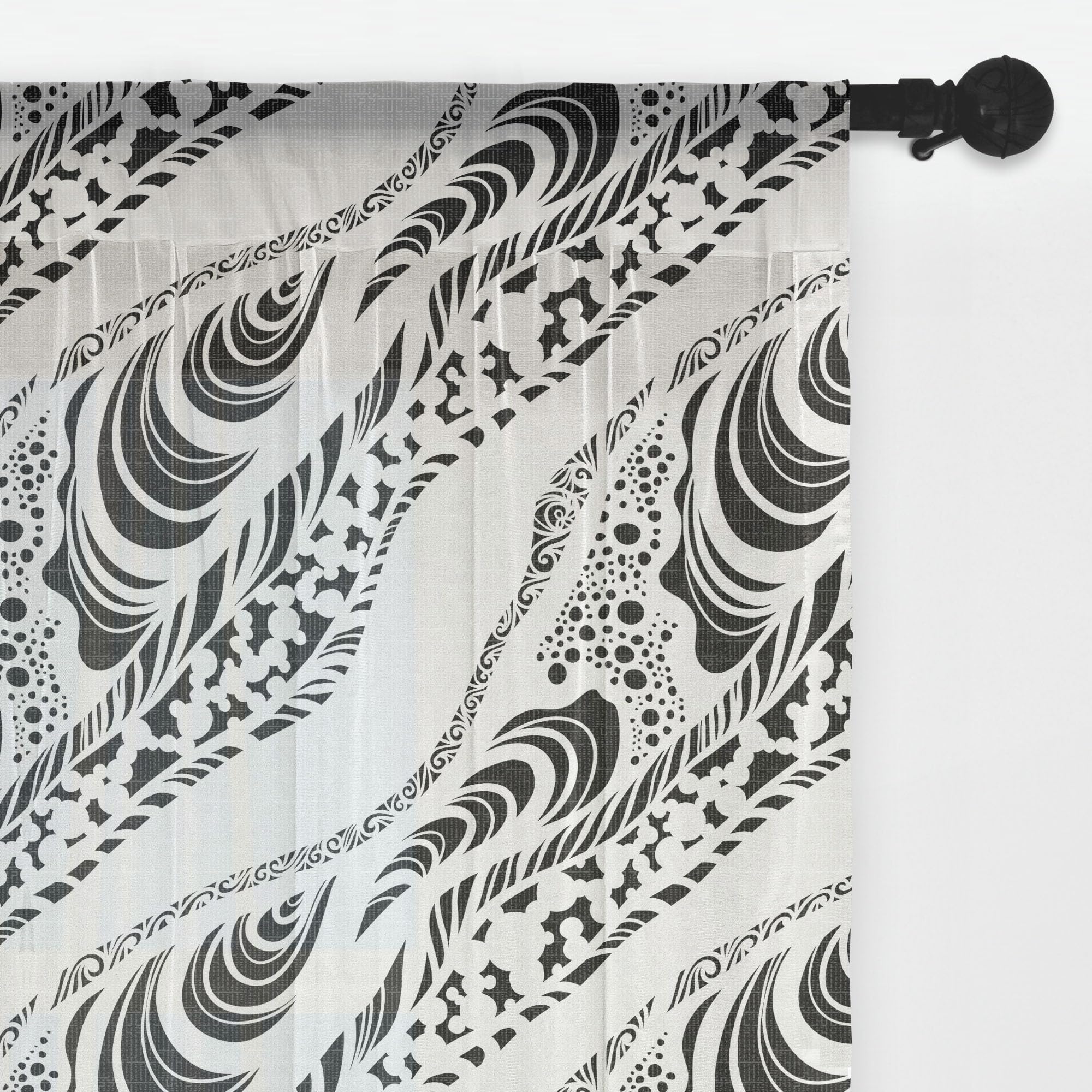 Ambesonne Abstract Animal Print Tulle Curtains - Black & White Zebra Panther Lion Design, Rod Pocket Sheer Drapes for Living Room Bedroom, 108
