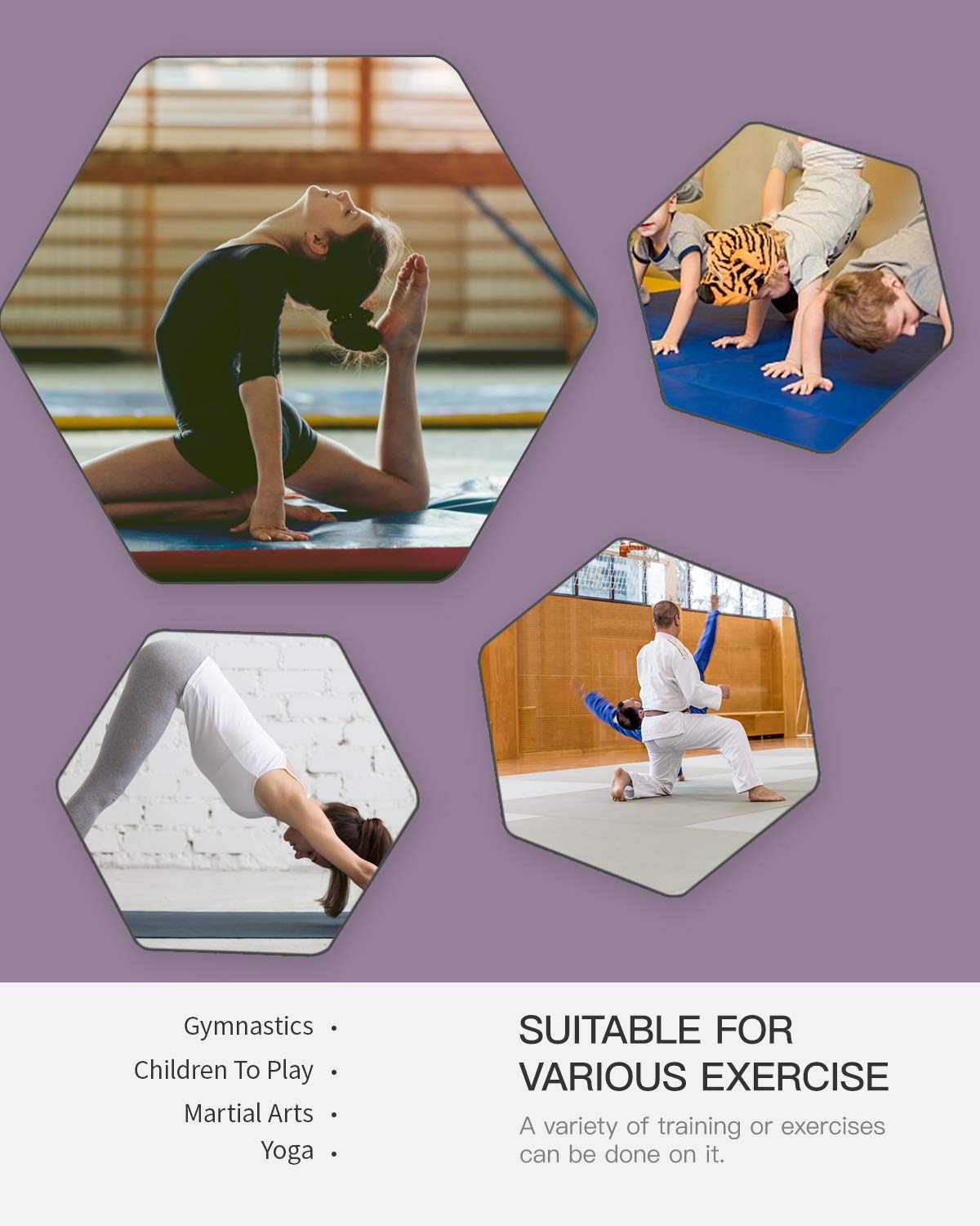 Extra Thick 6'x2'x2' Folding Gymnastics Mat - Portable Tumbling Exercise Mat for Home Gym, Kids & Adults with Carrying Handles (Blue) - Perfect for Yoga, Cheerleading & Martial Arts Training