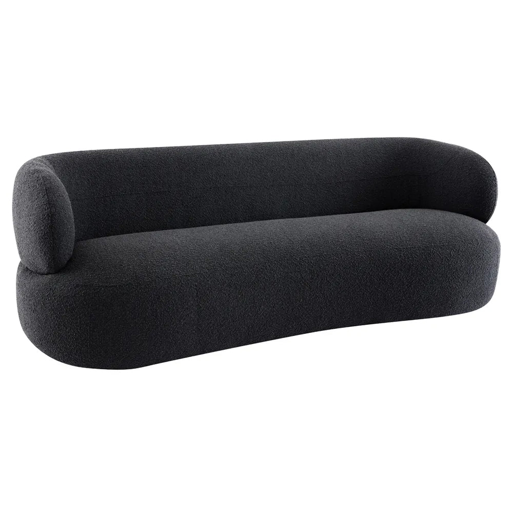 Greenwich 3-Seater Sofa in Black Onyx Boucle Fabric - Modern Living Room Furniture for Small Spaces & Apartments | Comfortable Couch for Relaxing, Entertaining Guests & Family Movie Nights