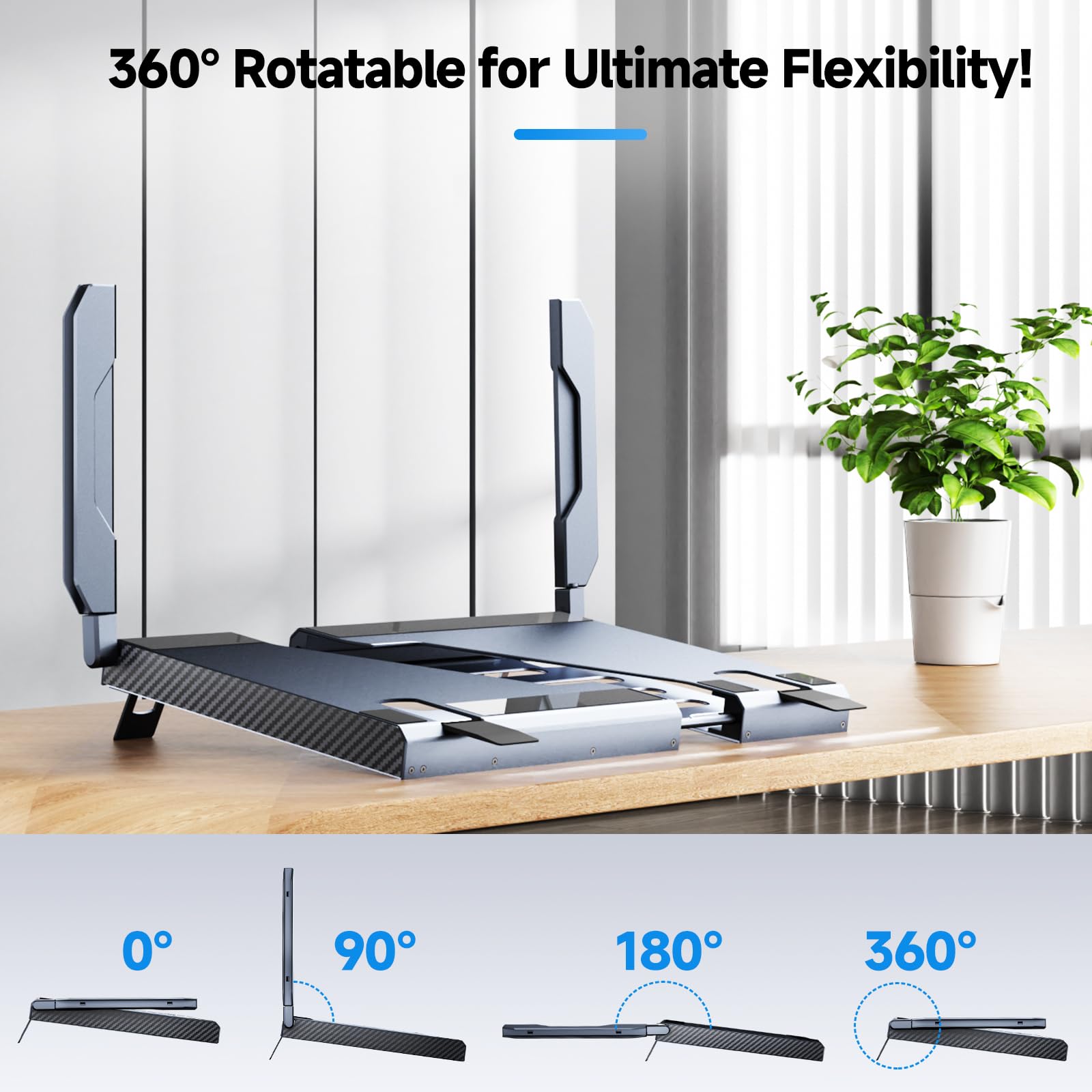 F2 Triple Screen Laptop Monitor Extender with 360° Rotation Stand - Plug & Play for Windows, Mac (M2 Pro/Max), Surface & Nintendo Switch - 14