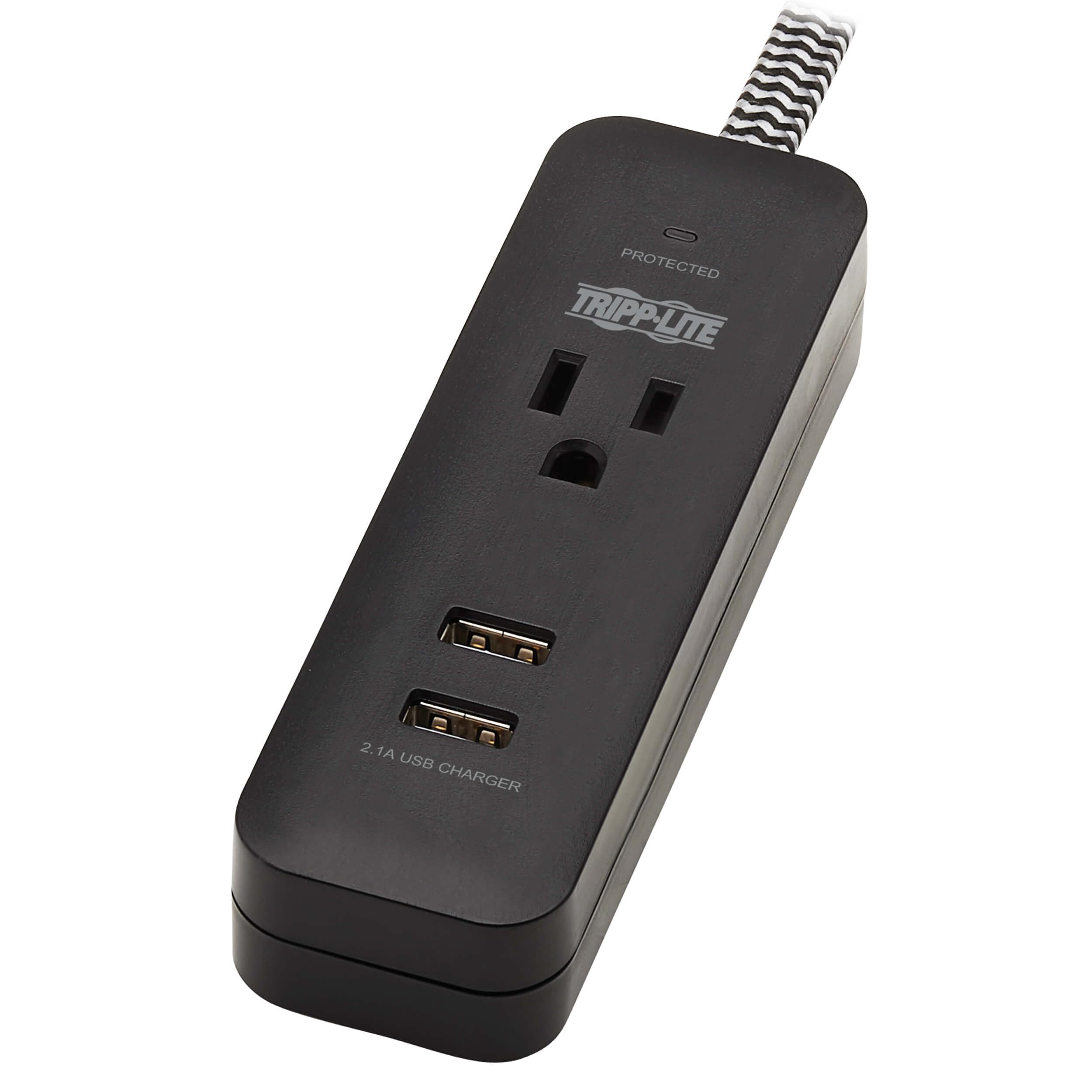Tripp Lite Surge Protector Power Strip with 2 USB Ports (2.1A) - 1 Outlet, 4ft Cord (TLP104USB) - Perfect for Home Office, Travel & Charging Multiple Devices