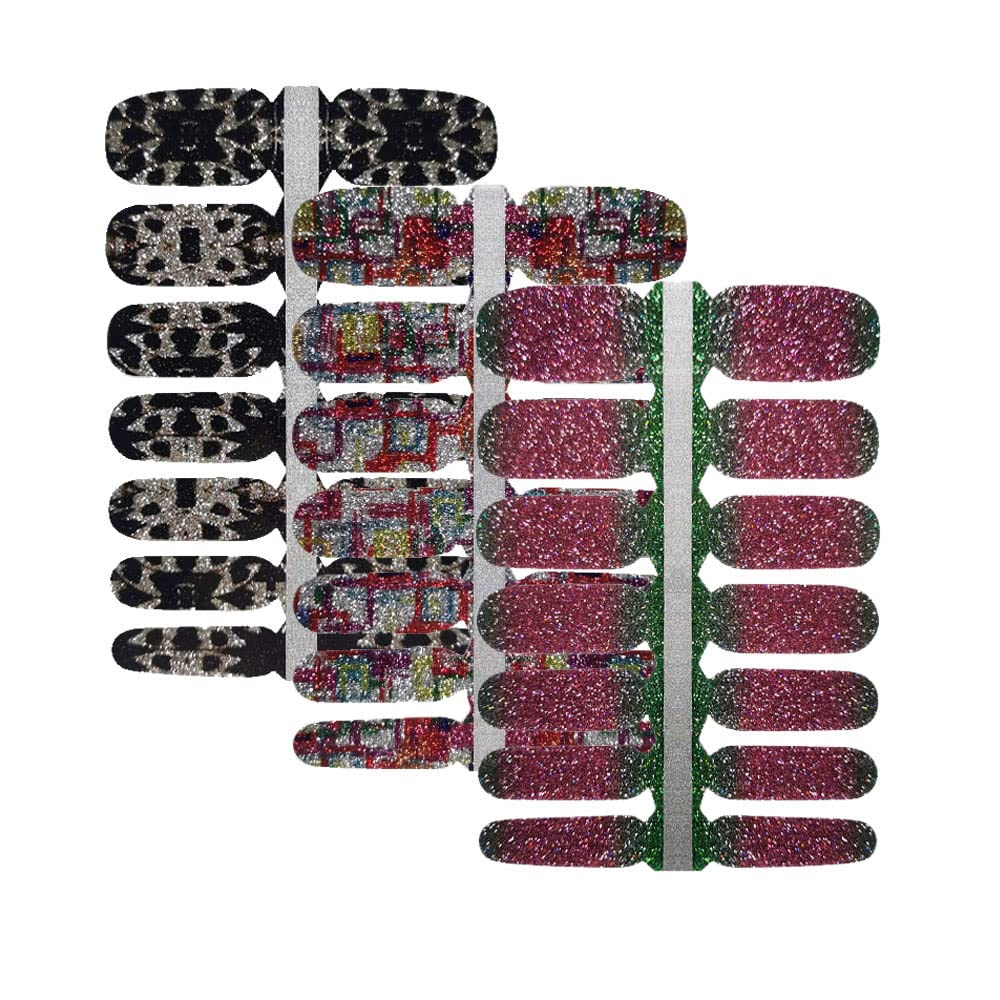BornBeauty Glitter Nail Stickers - Christmas Red Strips for Women | DIY Nail Art at Home