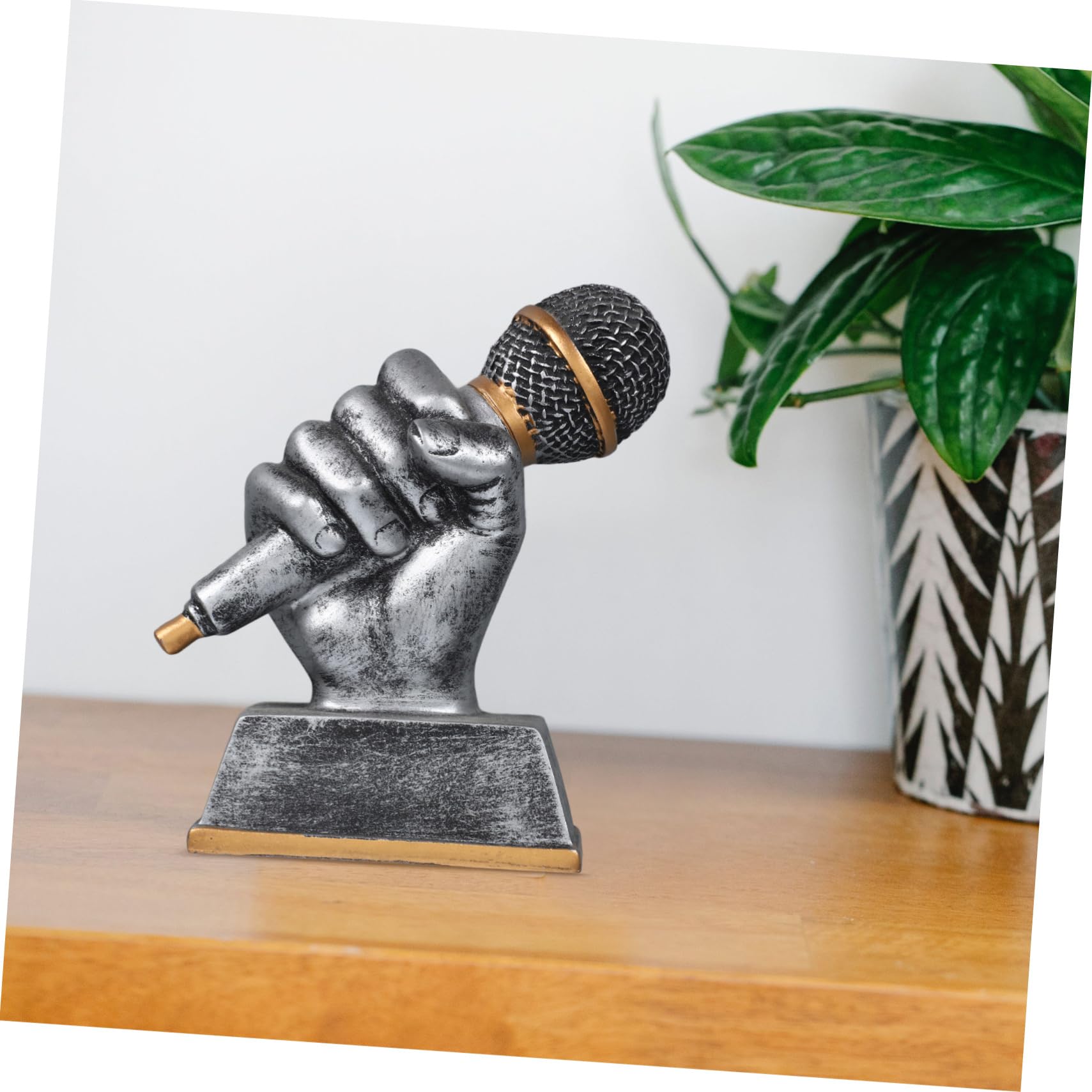 POPETPOP Singing Trophy Cup with Microphone - Silver Karaoke Award Trophy for Music Competitions, Singing Contests & Appreciation Gifts | Perfect for Karaoke Parties, Talent Shows & Music Events