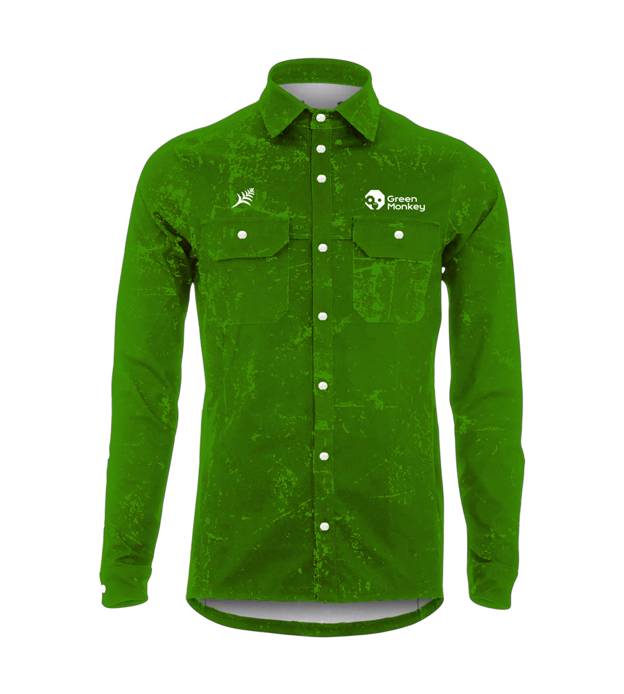 Kiwi Randonneurs Men's Button-Up Gravel Cycling Shirt - Long Sleeve Performance Jersey for Bikepacking & Adventure Riding