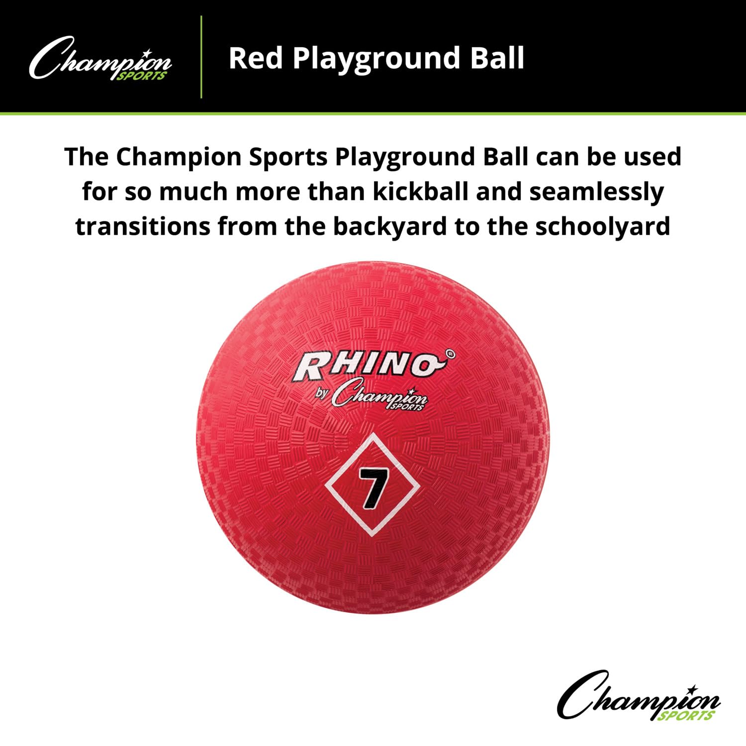 Champion Sports Playground Ball - Durable Rubber Kickball for Kids & Adults - Perfect for School PE, Recess, Backyard Games & Team Sports