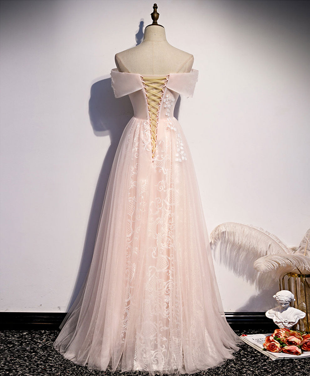 Elegant Pink Tulle Lace Long Prom Dress for Women - Formal Evening Gown for Homecoming, Quinceañera & Special Occasions