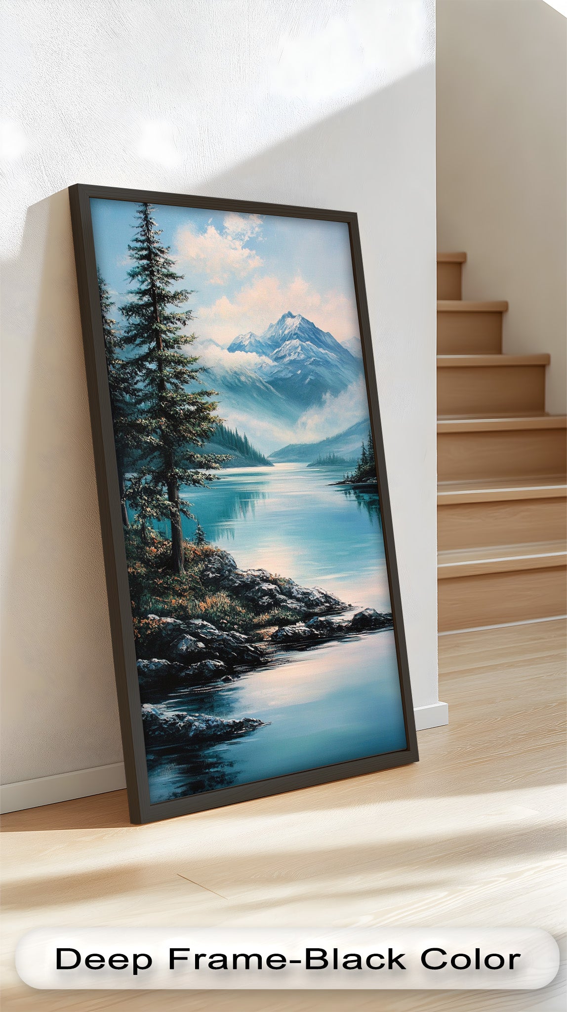 Alpine Lake Landscape Oil Painting - Handmade Mountain Nature Wall Art Decor for Living Room, Bedroom & Office | Scenic Wilderness Canvas Art