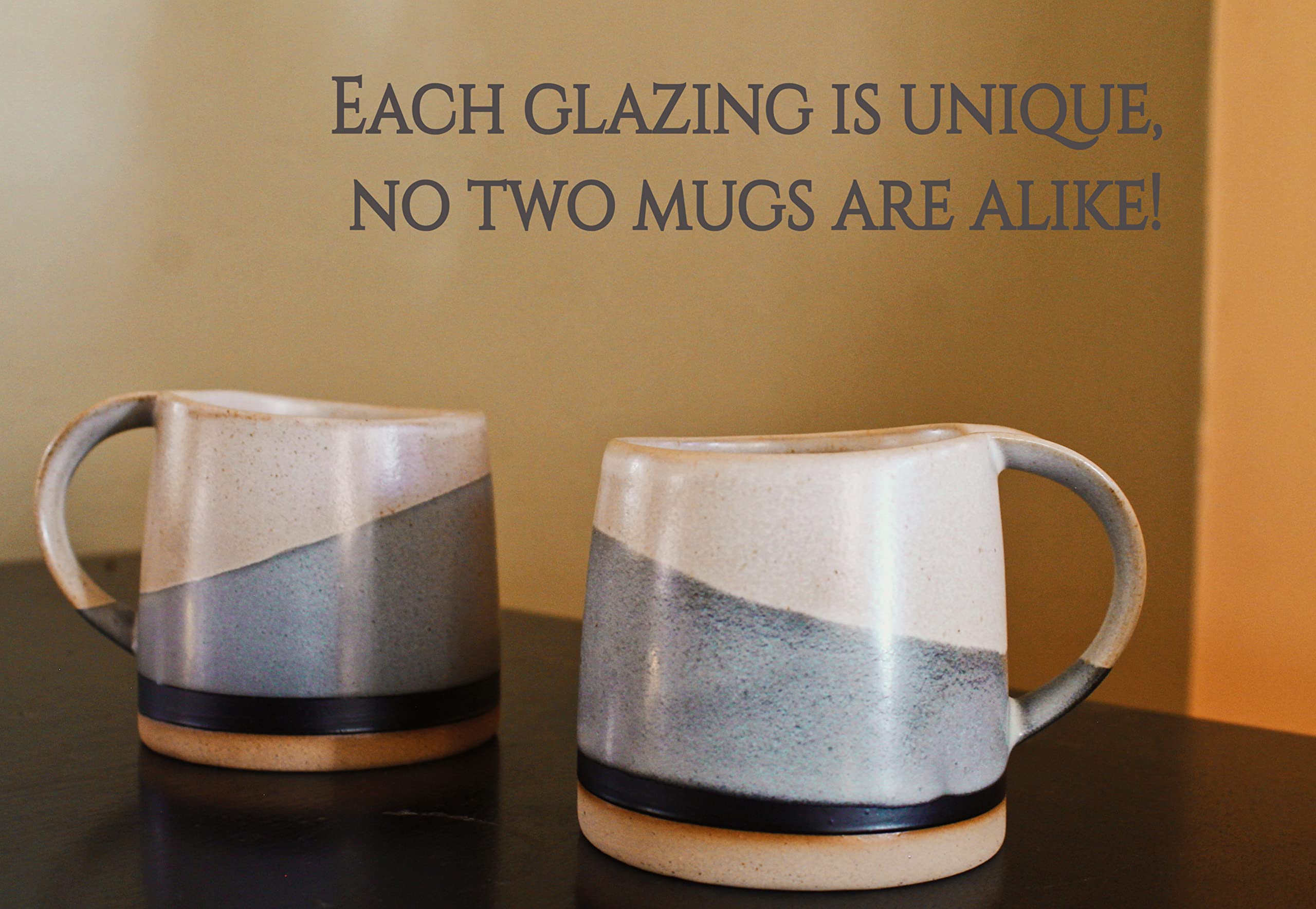 Vintage Japanese Style Ceramic Coffee Mug Set - 2 Pack 12oz Stoneware Cappuccino & Matcha Cups - White Glazed Tea & Coffee Mugs for Home, Office, Gift Giving - Eco-Friendly Durable Dishwasher Safe