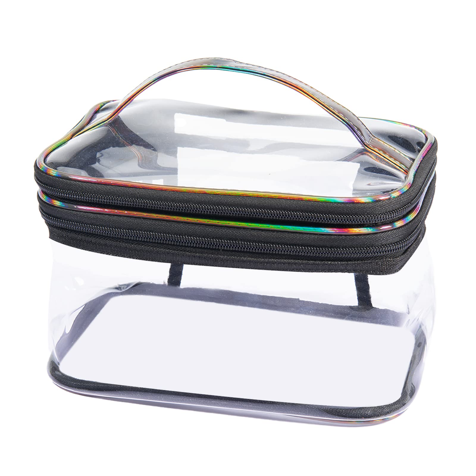 Lermende 2-Layer Clear Travel Toiletry Bag - Water-Resistant PVC Makeup Organizer Pouch for Women & Girls | Perfect for Air Travel, Gym, Camping & Daily Cosmetics Storage