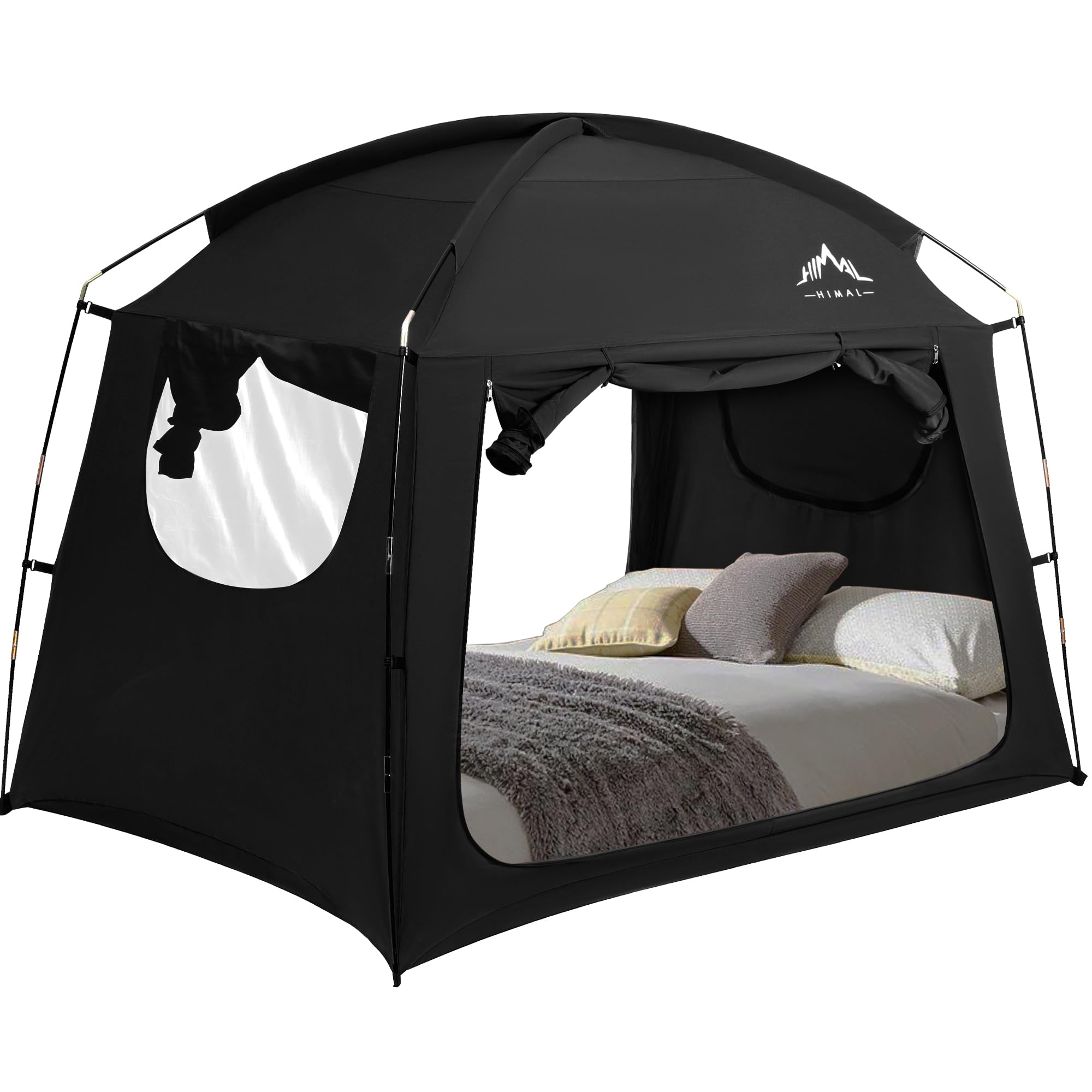 Portable Bed Tent for Adults & Kids - Light Reducing Twin Size Canopy Tent, Breathable & Lightweight Indoor Privacy Shelter (Black) - Perfect for Napping, Reading & Creating Personal Space in Bedrooms or Dorms