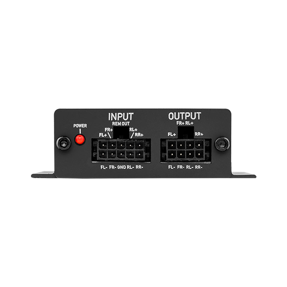 4-Channel Hi/Lo Converter with Speaker Emulator & Remote Output - Car Audio Signal Converter for Amplifier Installation | Perfect for Vehicle Stereo Upgrades & Sound System Integration