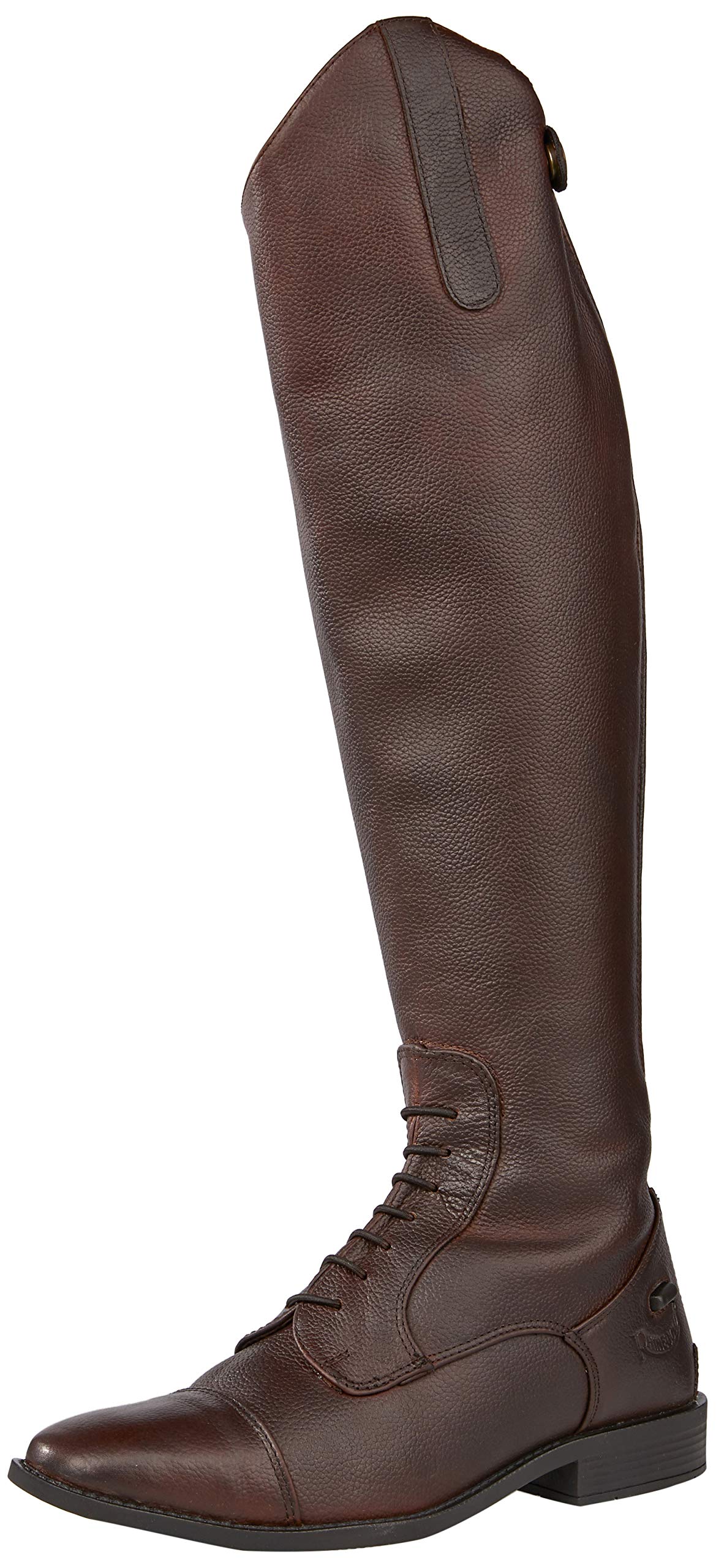 Rhinegold Elite Luxus Brown Leather Riding Boots for Women - Soft Comfortable Equestrian Boots with Elastic Laced Front & Full Length Back Zip - Perfect for Horseback Riding, Casual Wear & Outdoor Activities