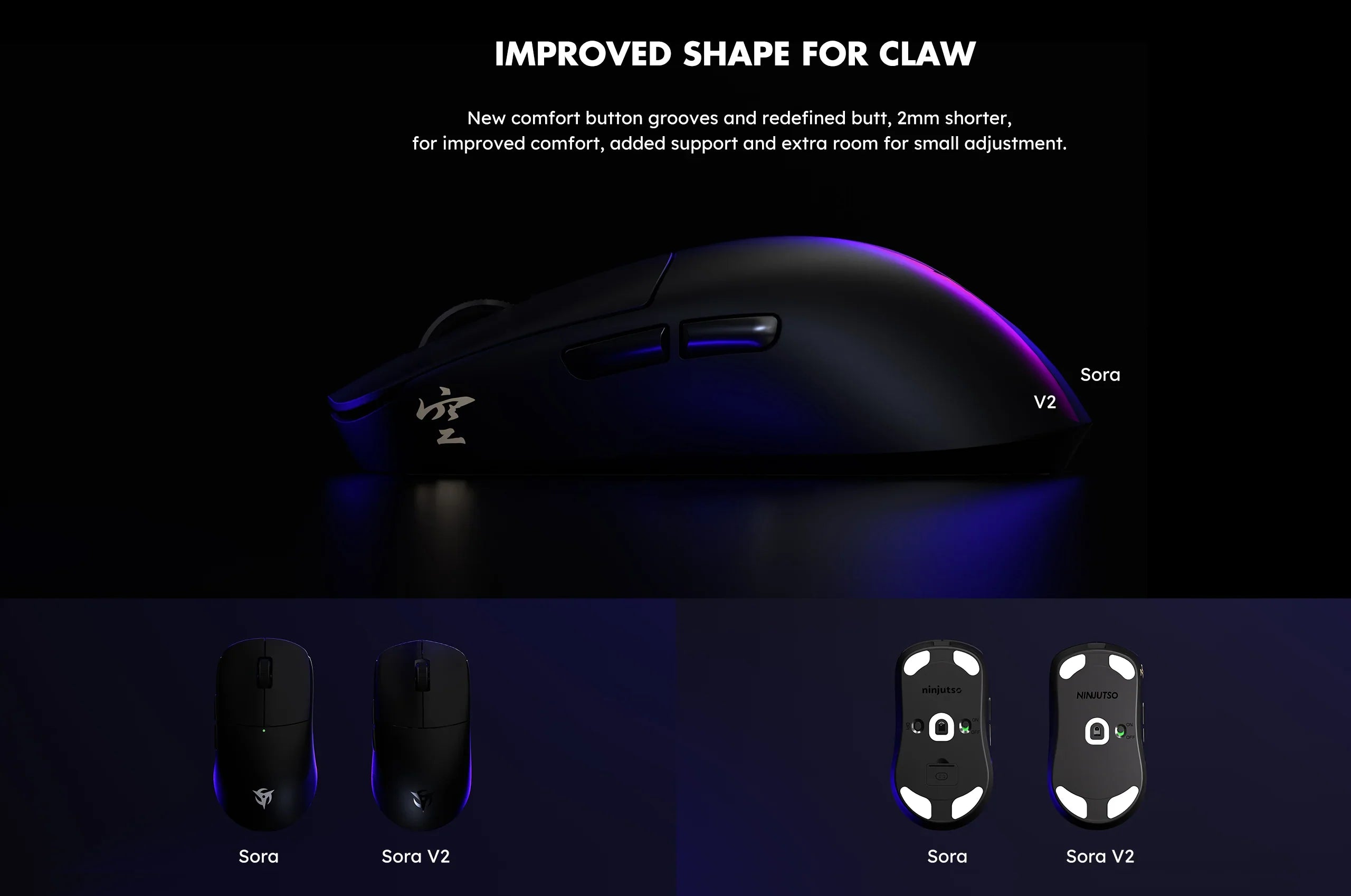 Ninjutso Sora V2 Wireless Gaming Mouse - Lightweight 47g, 26K DPI, 70H Battery Life - Perfect for FPS, MOBA & Esports (White)
