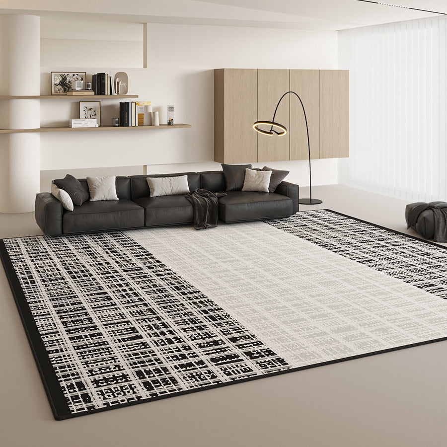 Black & White Merge Net Rug - Timeless Elegance for Modern Living Rooms & Bedrooms | Soft & Stylish Home Decor