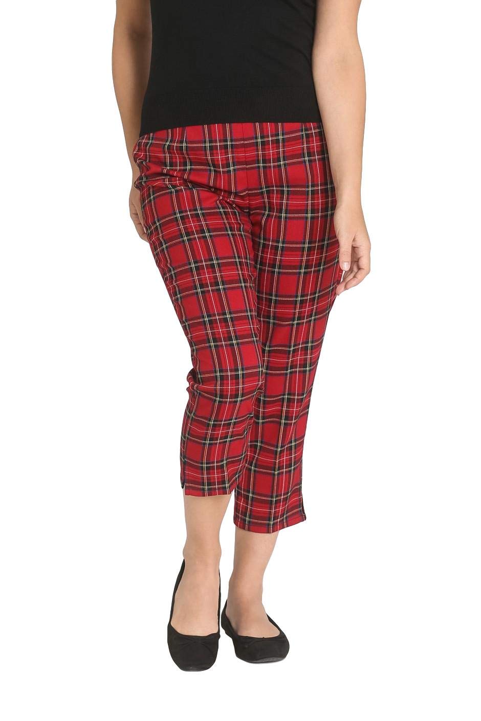 Hell Bunny Irvine 50s Retro Cigarette Capri Cropped Trousers - Vintage Tartan Pants for Women | Perfect for Rockabilly, Pin-Up & Punk Fashion Outfits