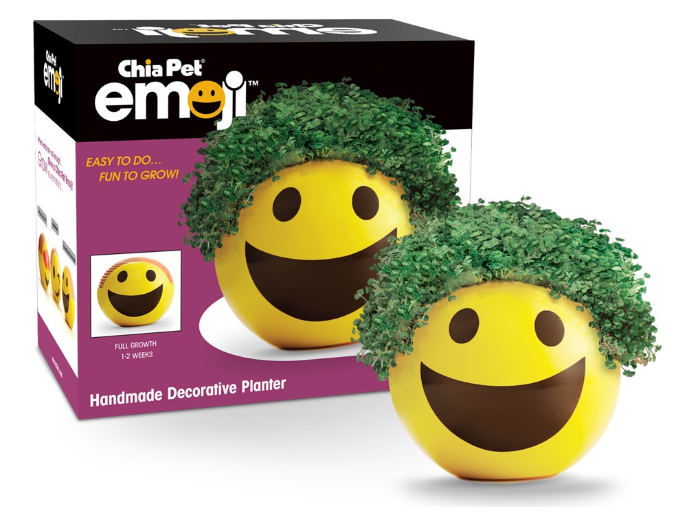 Chia Pet Emoji Smiley Face Planter with Seeds - Easy DIY Growing Kit, Decorative Ceramic Pot for Home & Office - Fun Gardening Gift for Birthdays, Holidays & Special Occasions