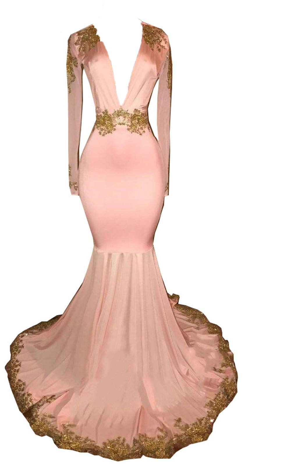 2018 Elegant Sexy Open Back Pink Prom Dress Mermaid Deep V Neck Long Gown for Women - Perfect for Homecoming, Evening Parties, and Formal Events