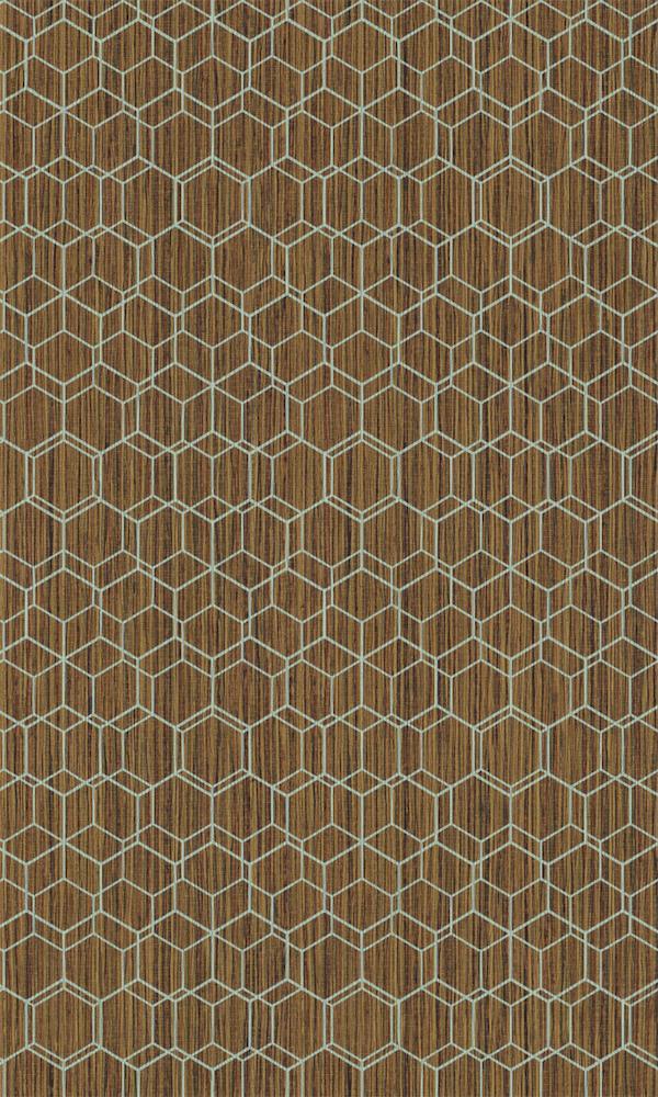 Burnt Ochre & Mint Faux Printed Grasscloth Wallpaper R5691 - Peel and Stick Removable Wallpaper for Bedroom, Living Room, Office Decor