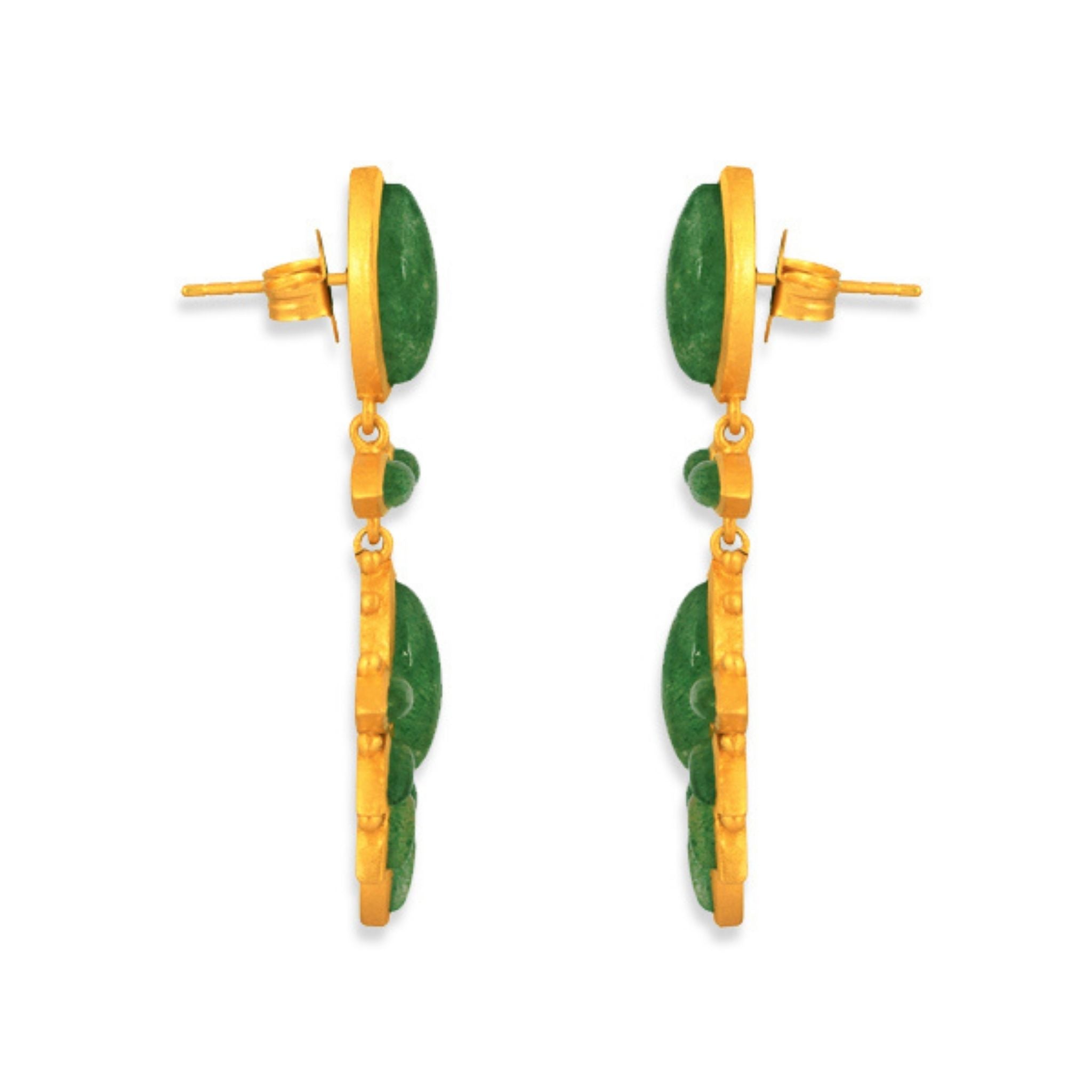 Dreamcatcher Drop Earrings with Green Strawberry Quartz - Boho Chic Jewelry for Women, Perfect for Festivals, Parties & Everyday Wear