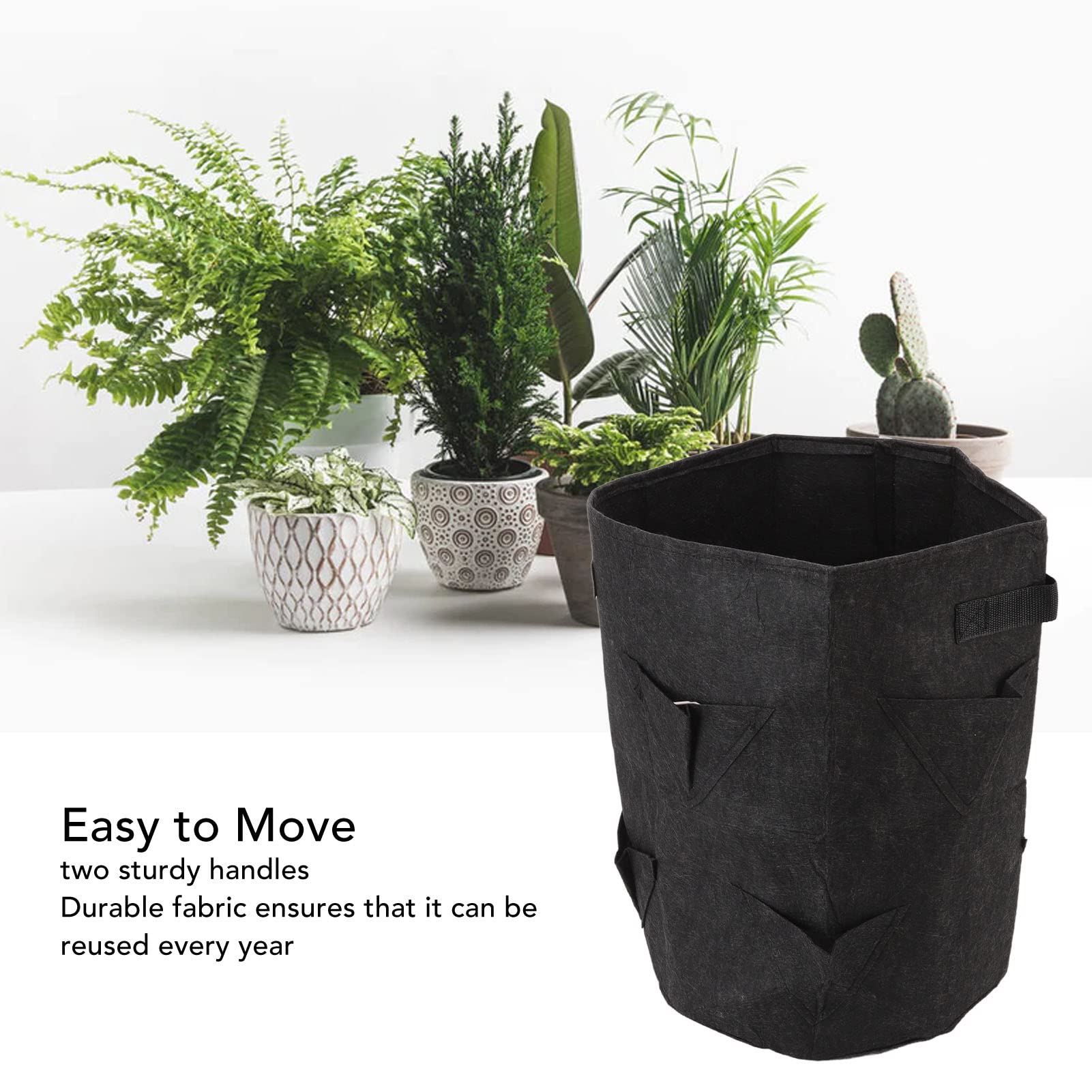 TOPINCN 10 Gallon Tomato Planter Grow Bags with 8 Drainage Holes - Heavy Duty Fabric Pots with Reinforced Handles & Flap for Gardening - Perfect for Tomatoes, Vegetables, Herbs & Indoor/Outdoor Planting