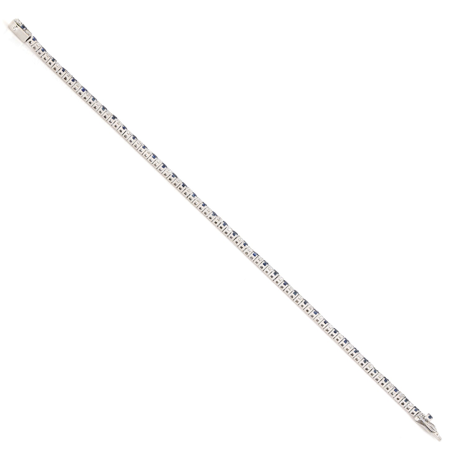 Elegant 18K White Gold Blue Sapphire & Diamond Tennis Bracelet for Women | Perfect for Weddings, Anniversaries & Special Occasions
