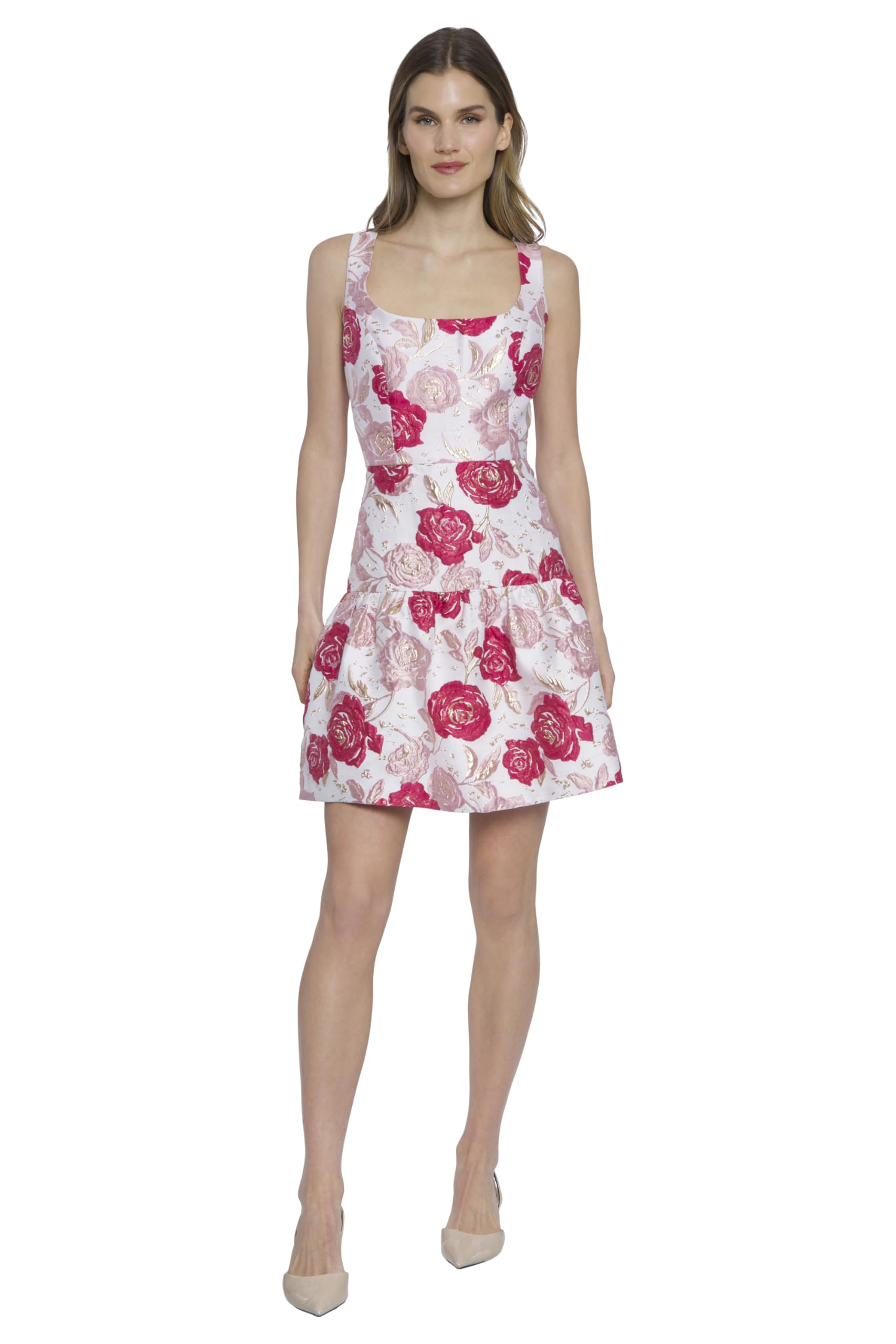 Donna Morgan Women's Sleeveless Tiered Skirt Cocktail Dress with Square Neckline | Elegant Party Dress for Weddings, Evening Events & Special Occasions