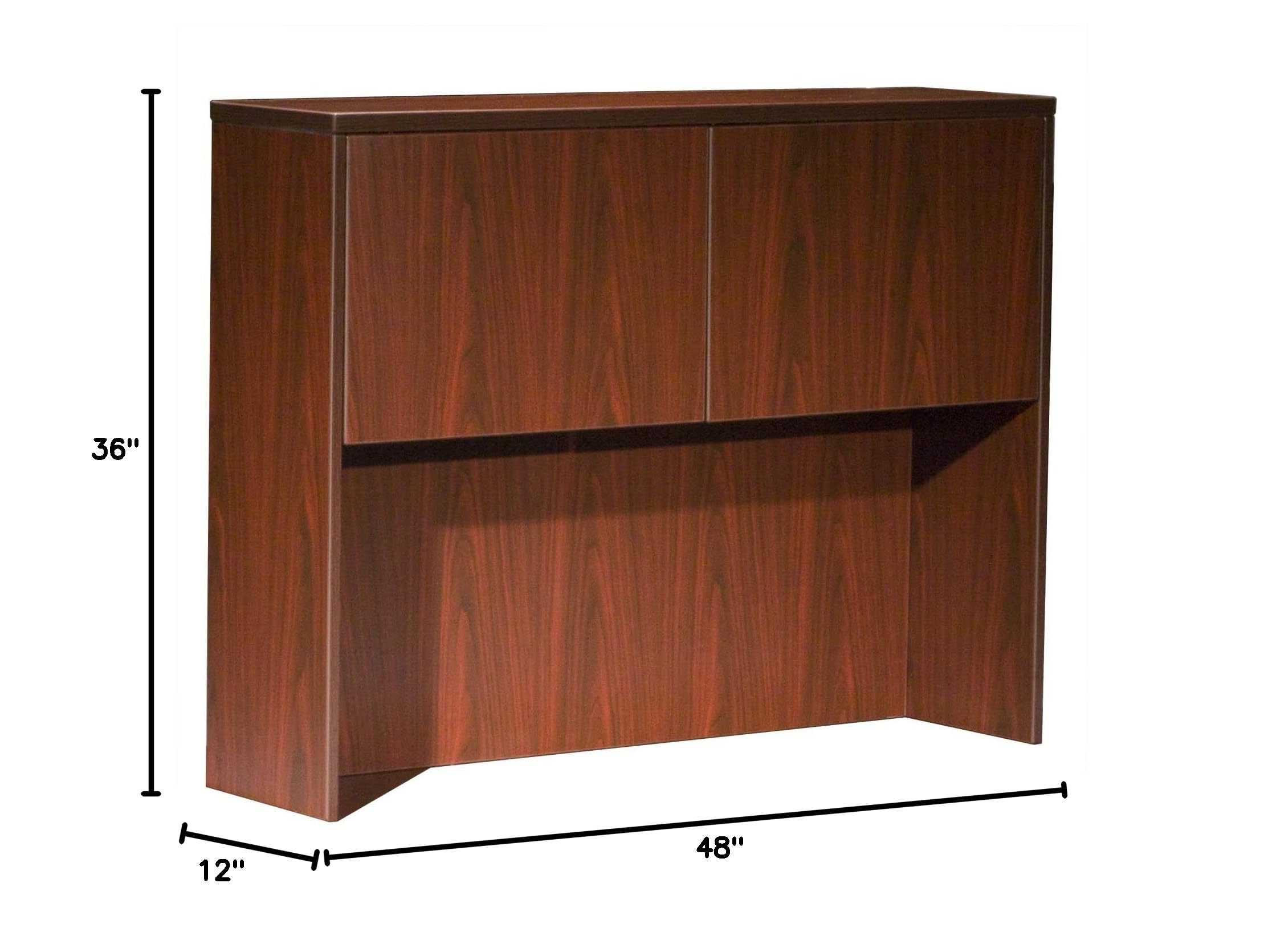 Boss Office Hutch with 2 Doors - Mahogany Wood Office Storage Cabinet for Files, Books & Supplies | Perfect for Home Office, Study Room & Workspace Organization