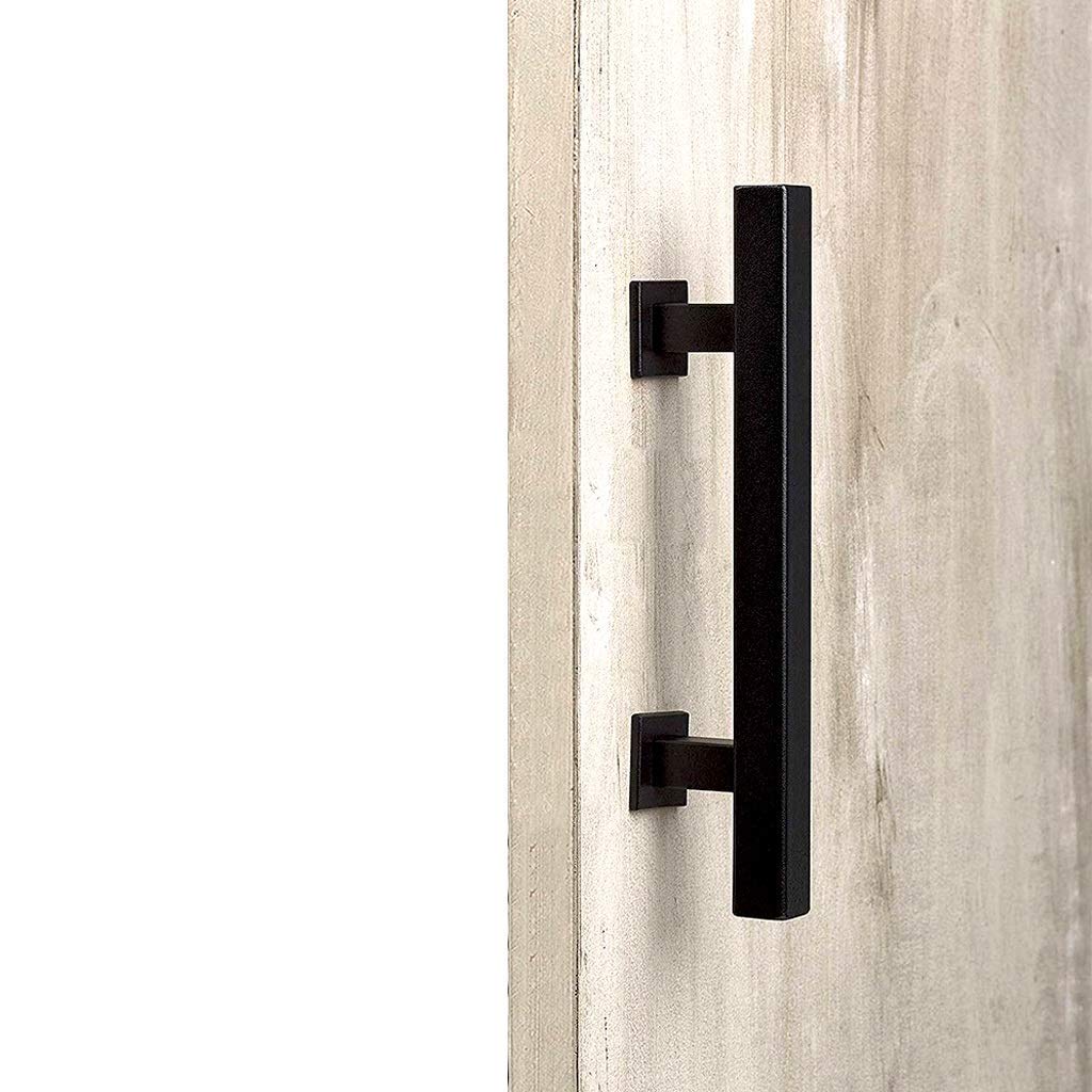 FMOGE 10 Inch Square Tube Barn Door Handle with Embedded Kit - Black Cabinet Pull for Kitchen, Closet, Drawers & Furniture | Modern Home & Office Hardware Upgrade