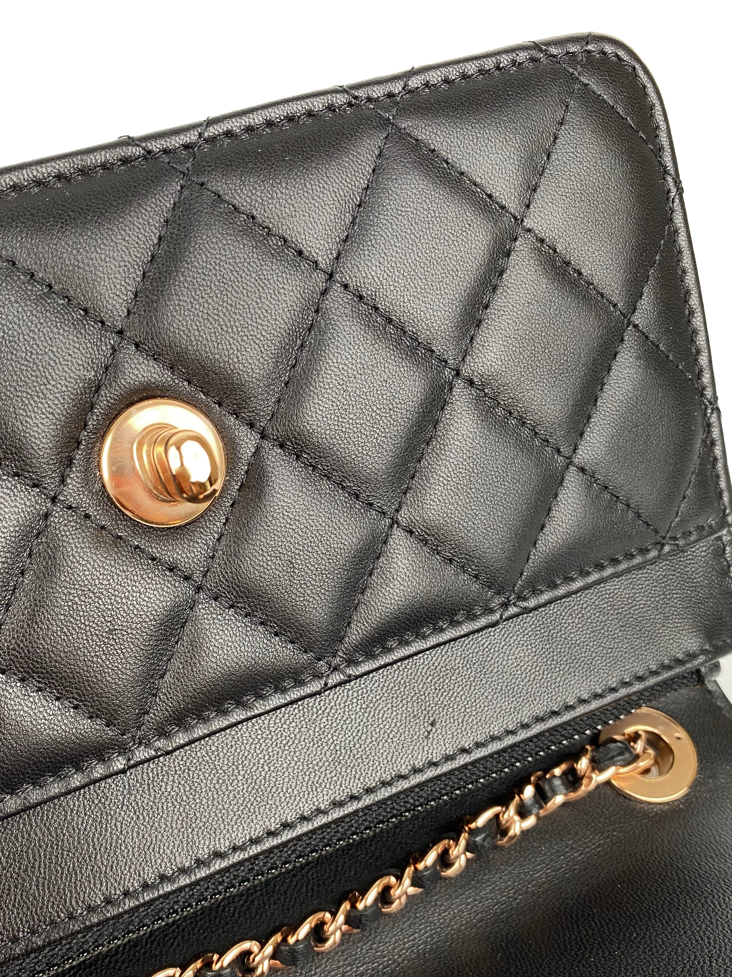 Chanel Black Trendy Wallet on Chain with Rose Gold Hardware - Stylish Crossbody Bag for Women, Perfect for Evening Parties, Date Nights & Special Occasions