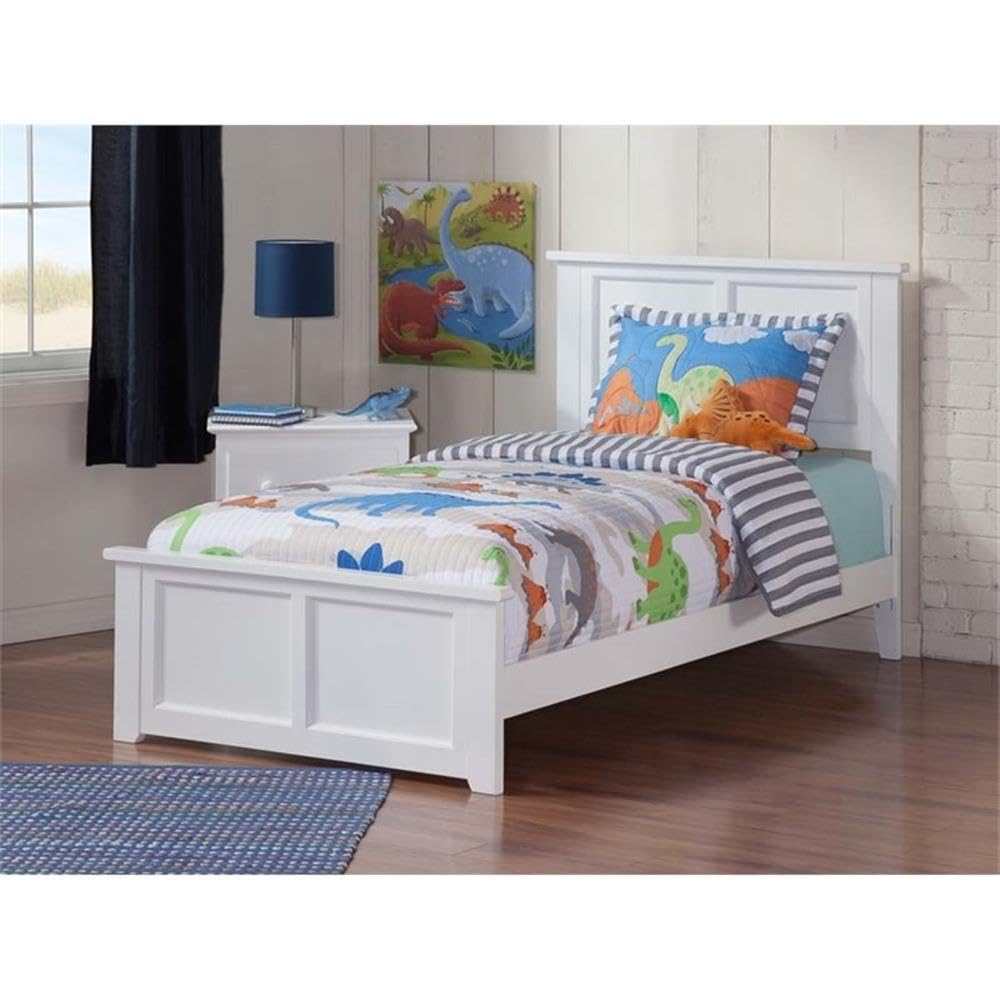 Roseberry Kids Farmhouse Solid Wood Twin XL Platform Bed with USB Charger - White - Perfect for Kids' Bedrooms, Guest Rooms & Small Spaces