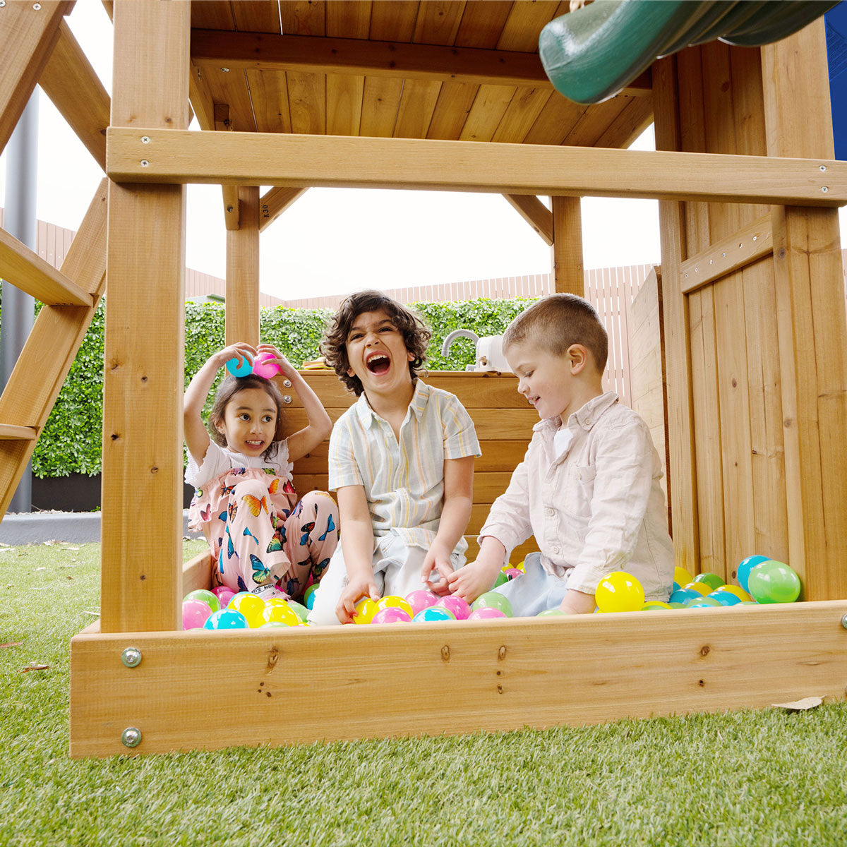 Montrose Play Centre & Swing Set with Blue Slide - Outdoor Kids Playground Equipment for Backyard, Park, and School Play Areas