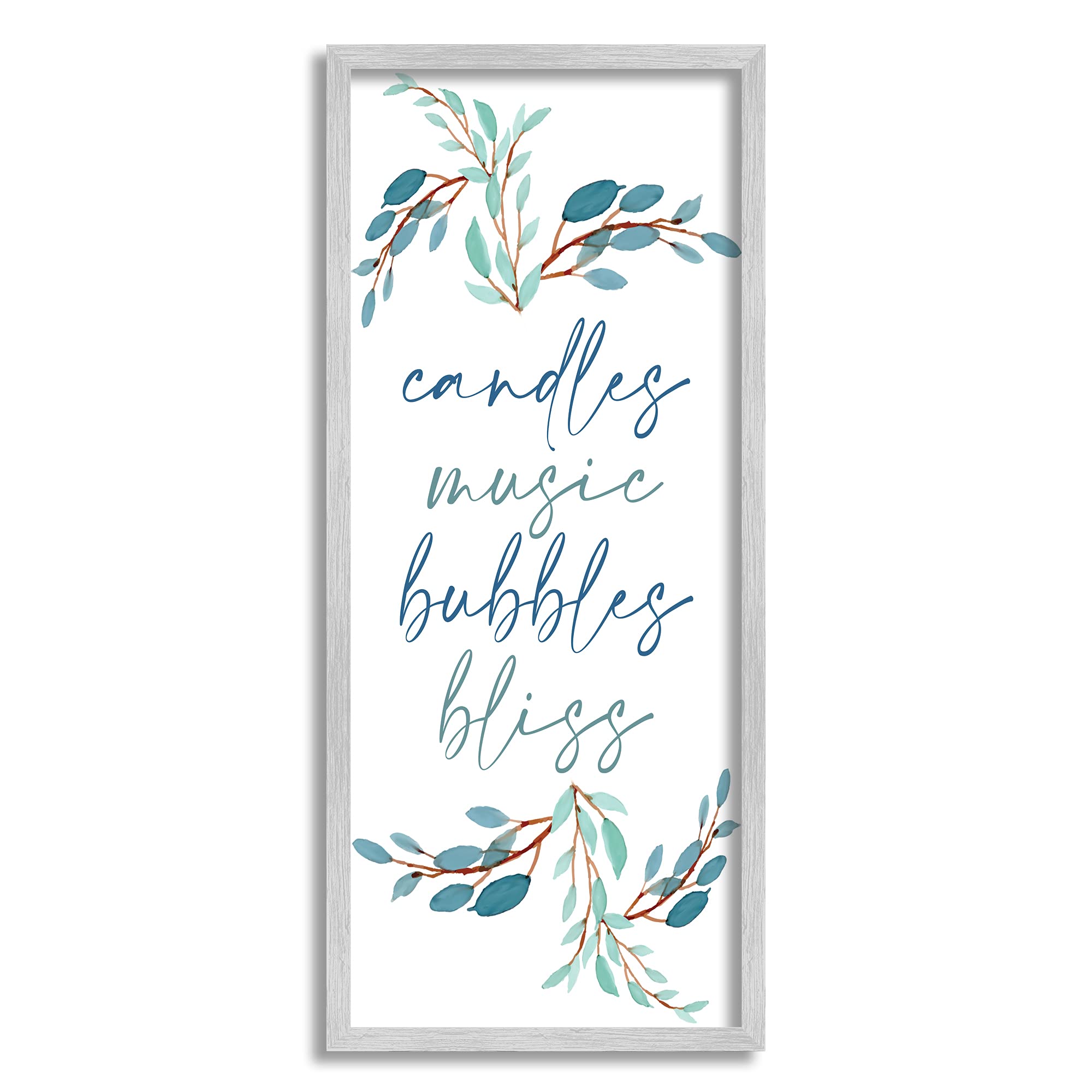 Stupell Industries Framed Wall Art - Candles Music Bubbles Bliss Bathroom Relaxation Blue Plants Design by Kim Allen, 13