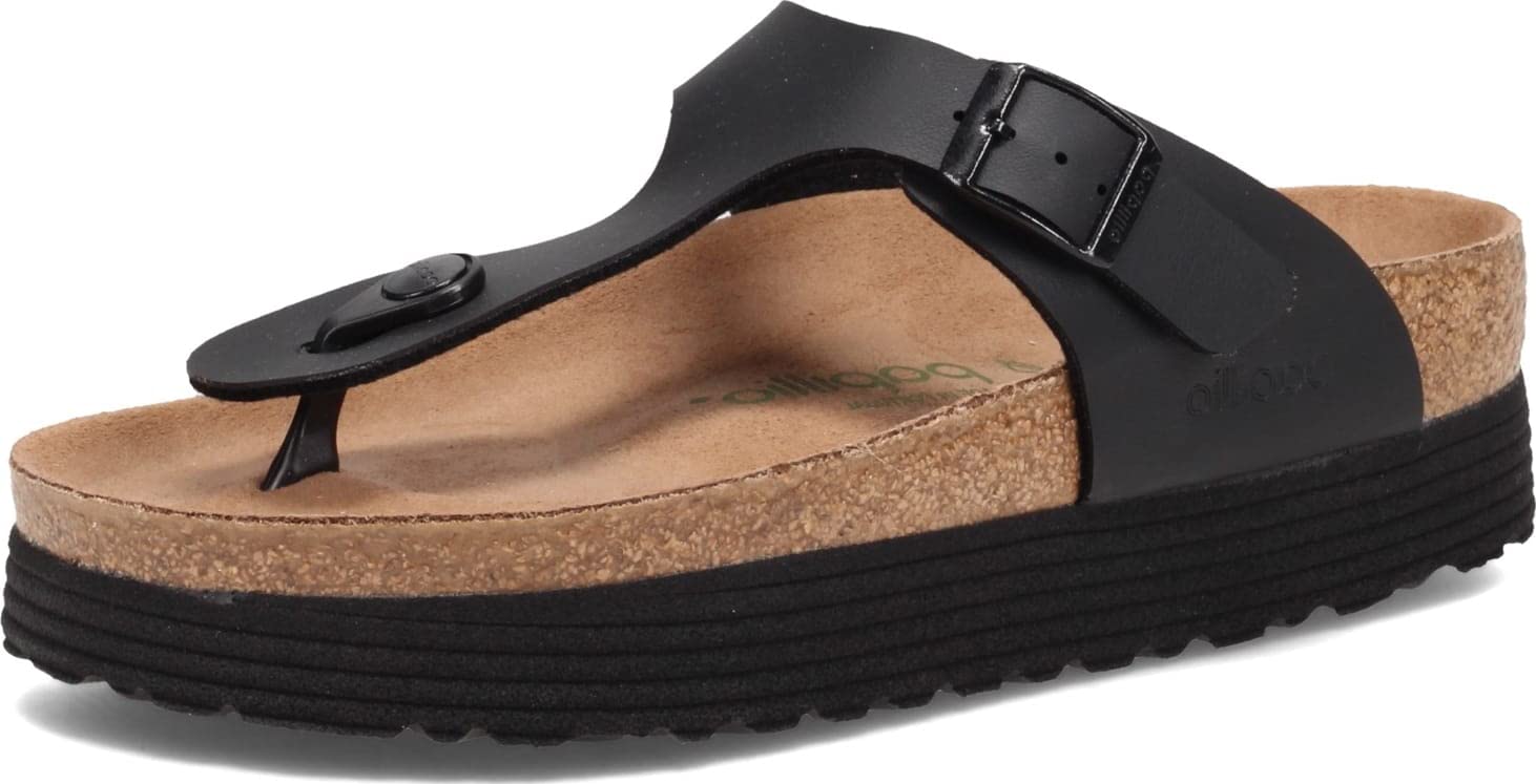Birkenstock Unisex Gizeh Thong Sandals - Comfortable Cork Footbed, Adjustable Straps, Black Vegan Leather - Perfect for Beach, Pool, and Casual Wear