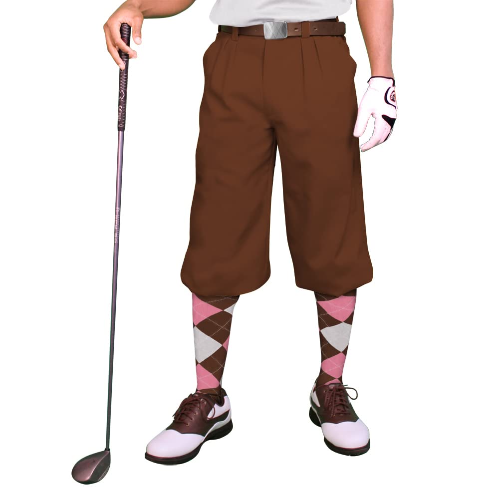 Premium Men's Brown Microfiber Plus Fours - Comfortable & Breathable Golf Trousers for Outdoor Sports & Casual Wear