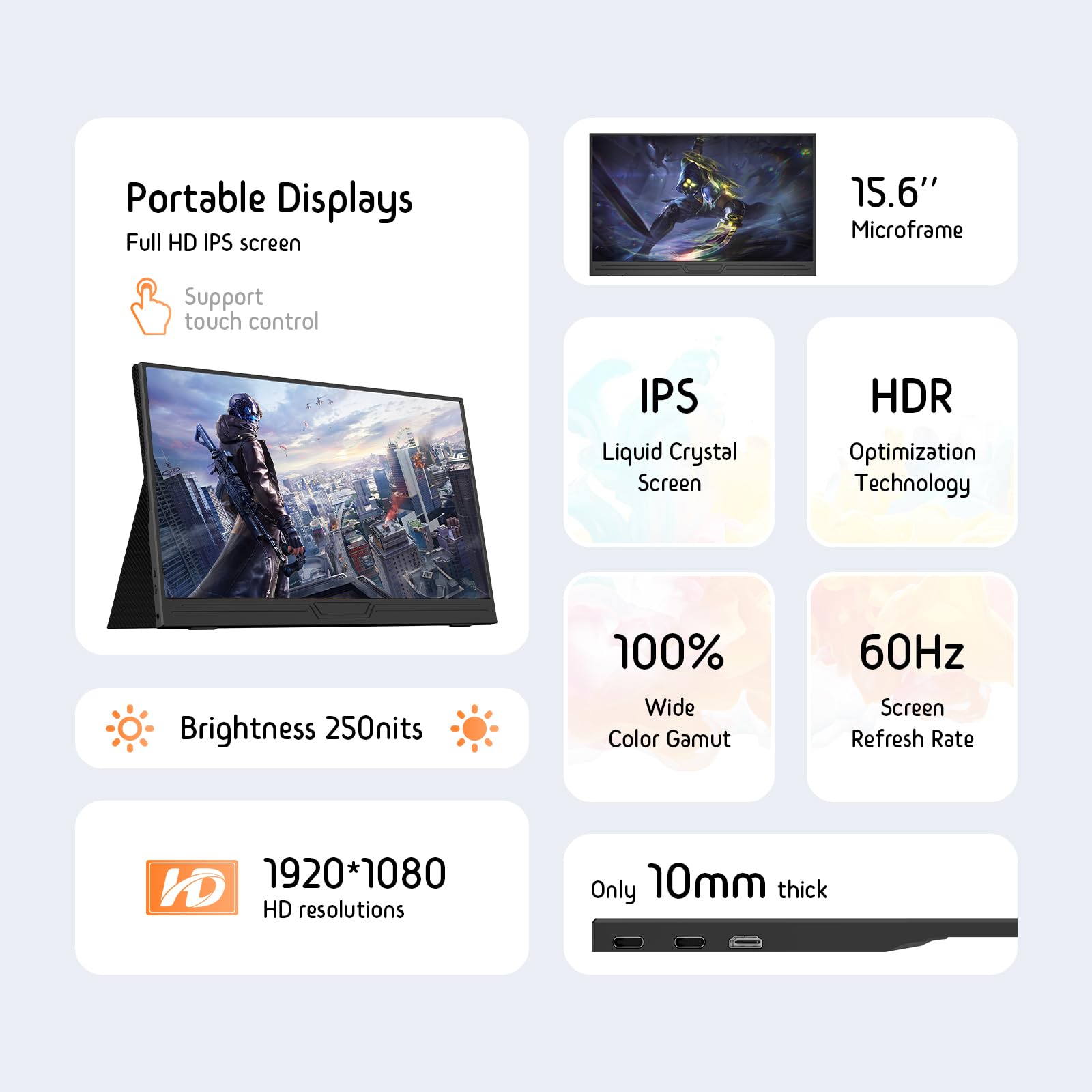 Portable Touchscreen Monitor - 15.6