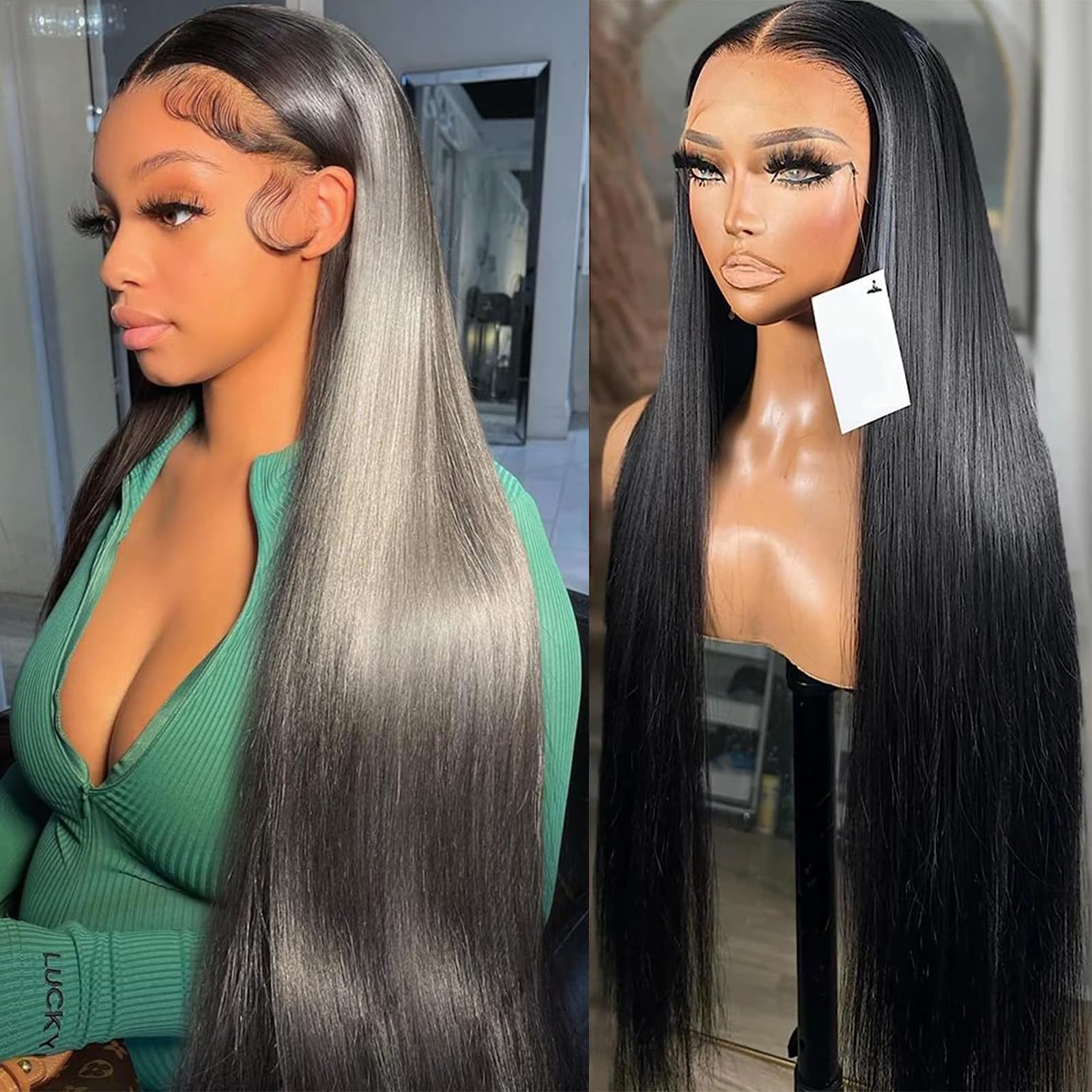 13x6 Full Lace Frontal Wig 200% Density - Brazilian Virgin Human Hair - Straight HD Transparent Lace Front Wig with Baby Hair & Pre-Plucked Hairline - 26 Inch Natural Black (1B) - Perfect for Daily Wear, Special Occasions & Protective Styling